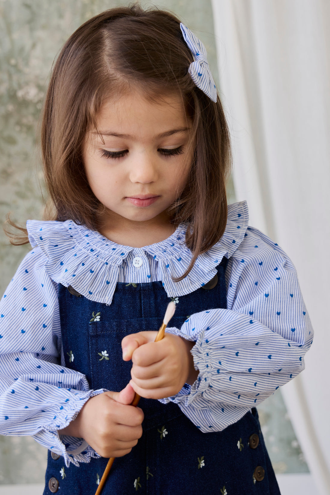 Organic Cotton Bellamy Blouse - Mon Amour Stripe Indigo Childrens Top from Jamie Kay Australia