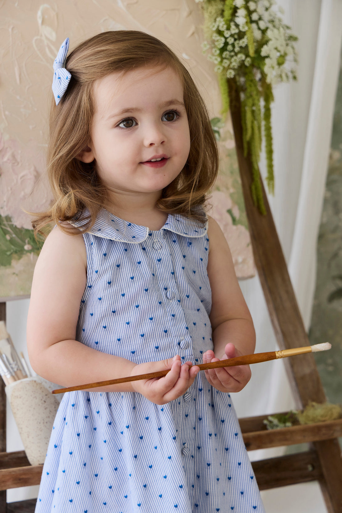 Organic Cotton Wisteria Dress - Mon Amour Stripe Indigo Childrens Dress from Jamie Kay Australia