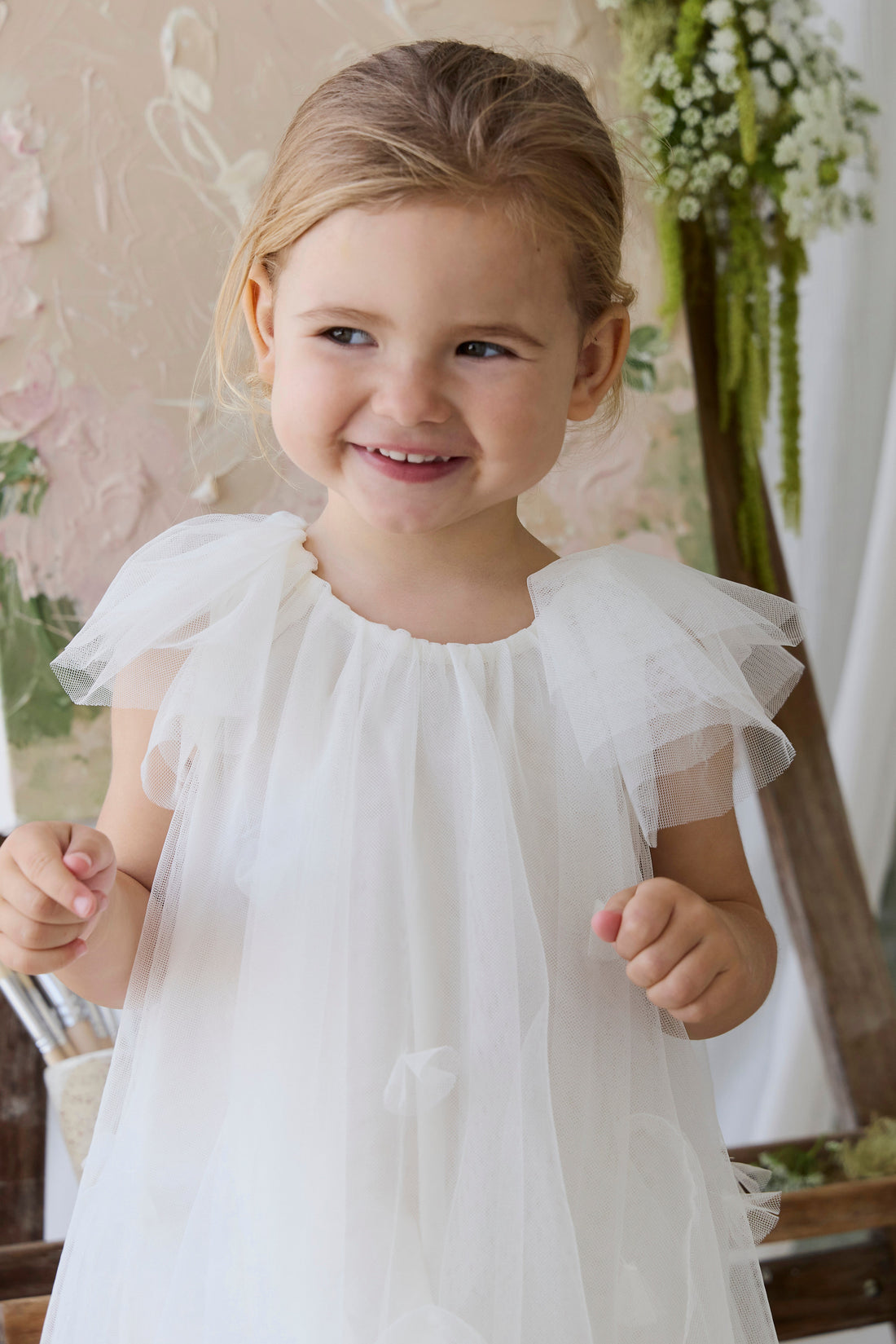 Rhea Tulle Dress - Parchment Childrens Dress from Jamie Kay Australia