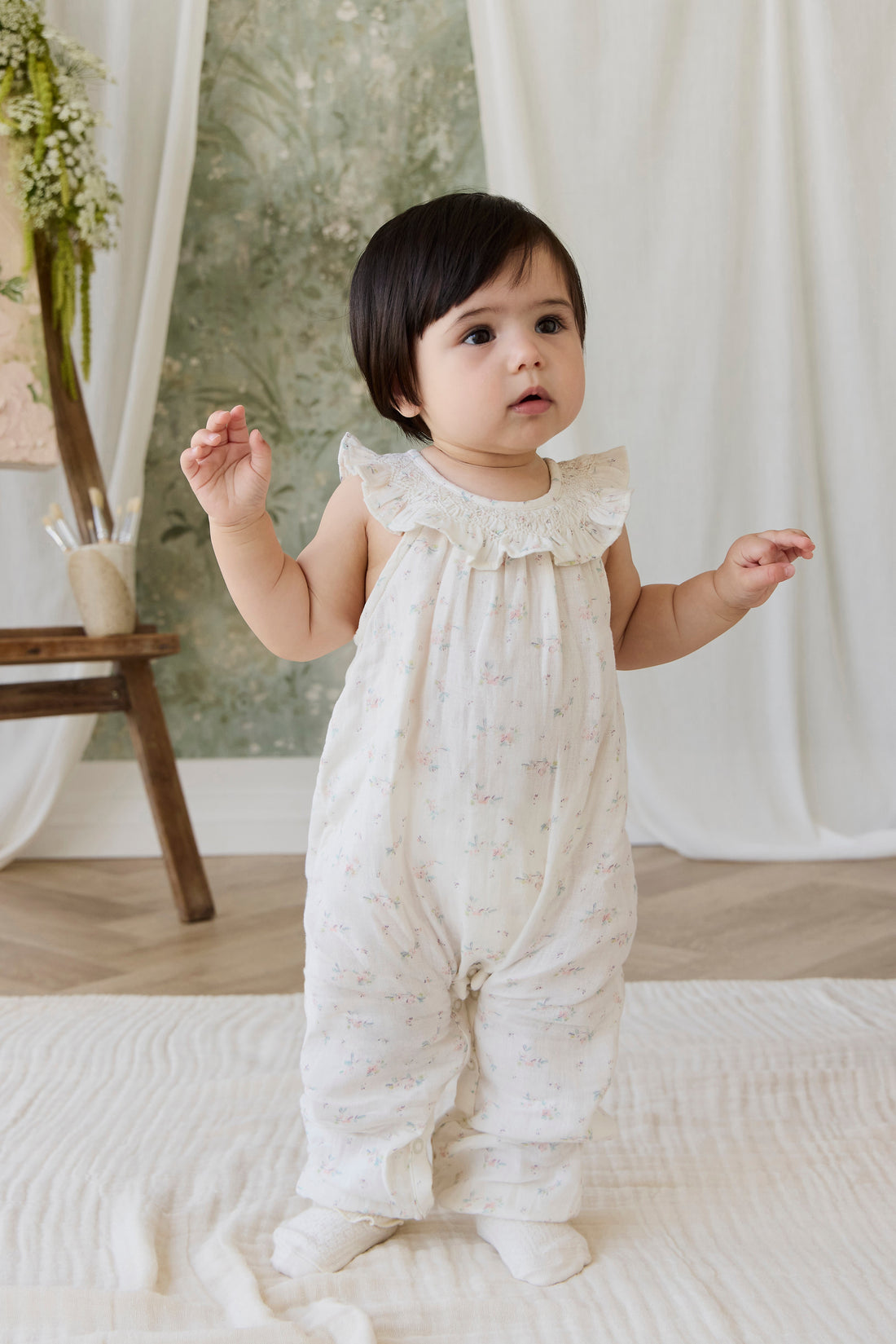 Organic Cotton Muslin Kodi Playsuit - Solange Snow Childrens Playsuit from Jamie Kay Australia
