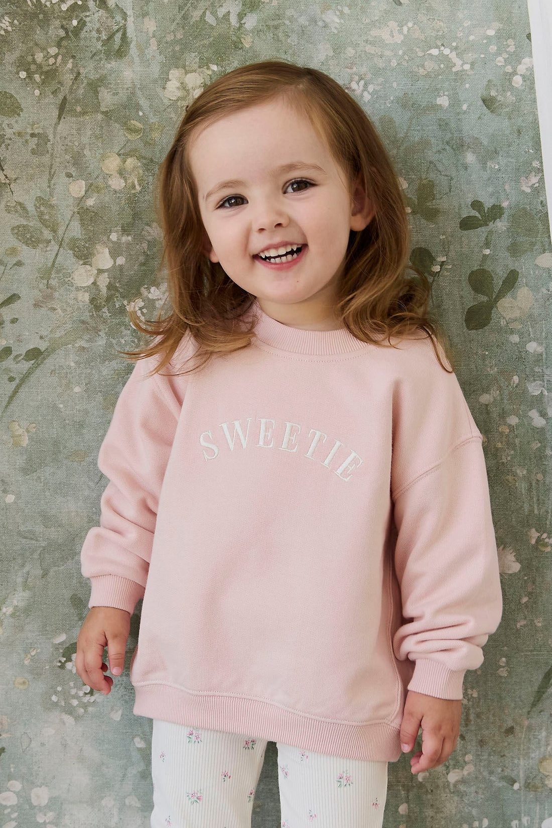 Organic Cotton Rhea Sweatshirt - Cloud Pink Sweetie Childrens Sweatshirt from Jamie Kay Australia