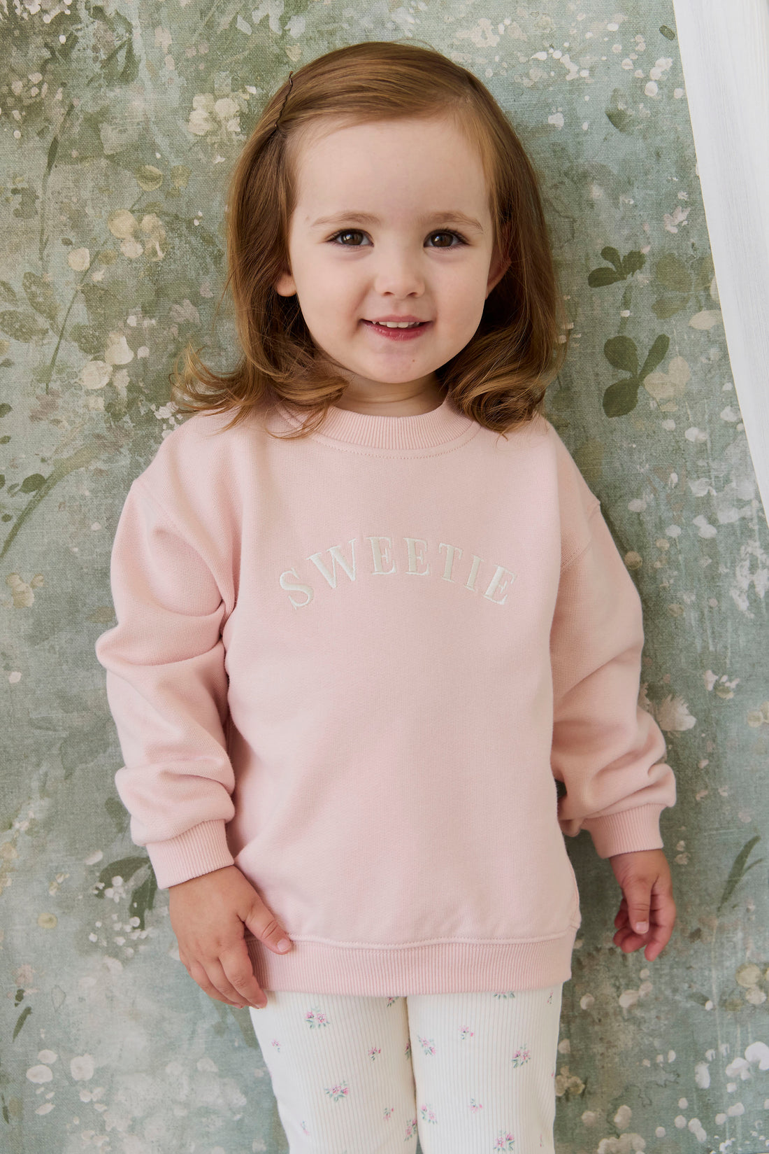 Organic Cotton Rhea Sweatshirt - Cloud Pink Sweetie Childrens Sweatshirt from Jamie Kay Australia