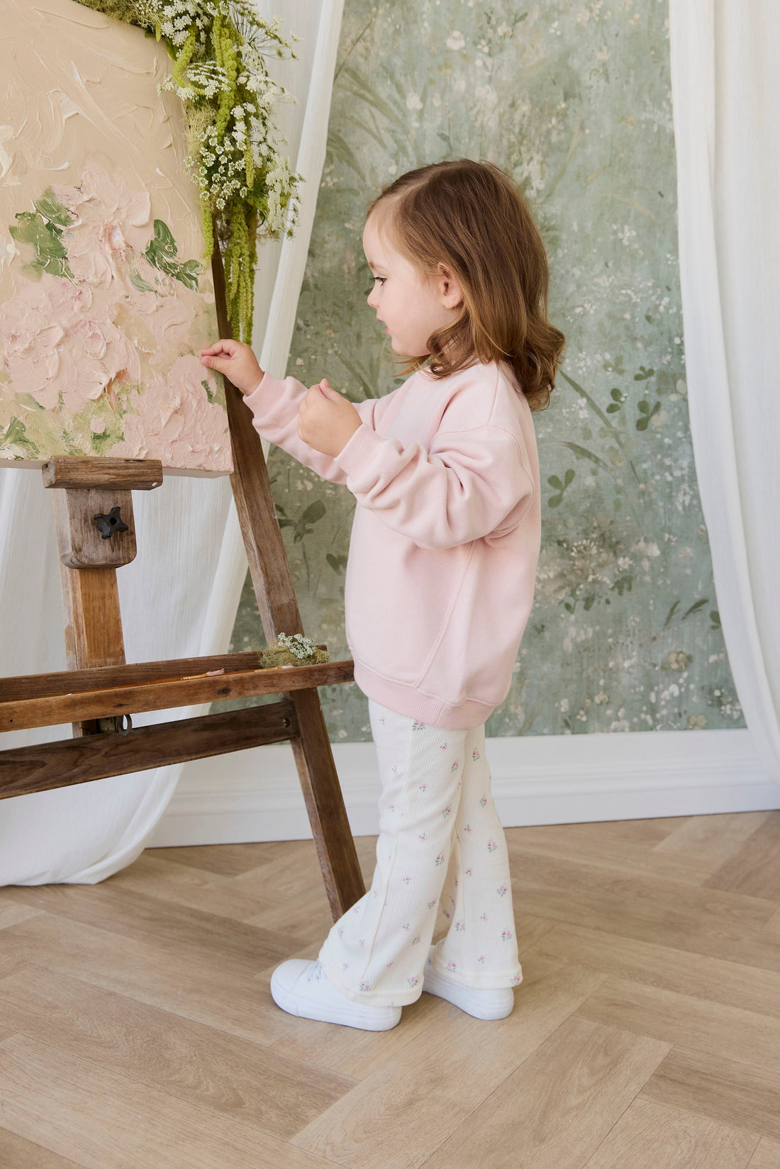 Organic Cotton Rhea Sweatshirt - Cloud Pink Sweetie Childrens Sweatshirt from Jamie Kay Australia