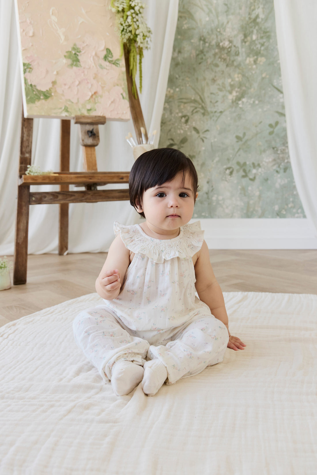Organic Cotton Muslin Kodi Playsuit - Solange Snow Childrens Playsuit from Jamie Kay Australia