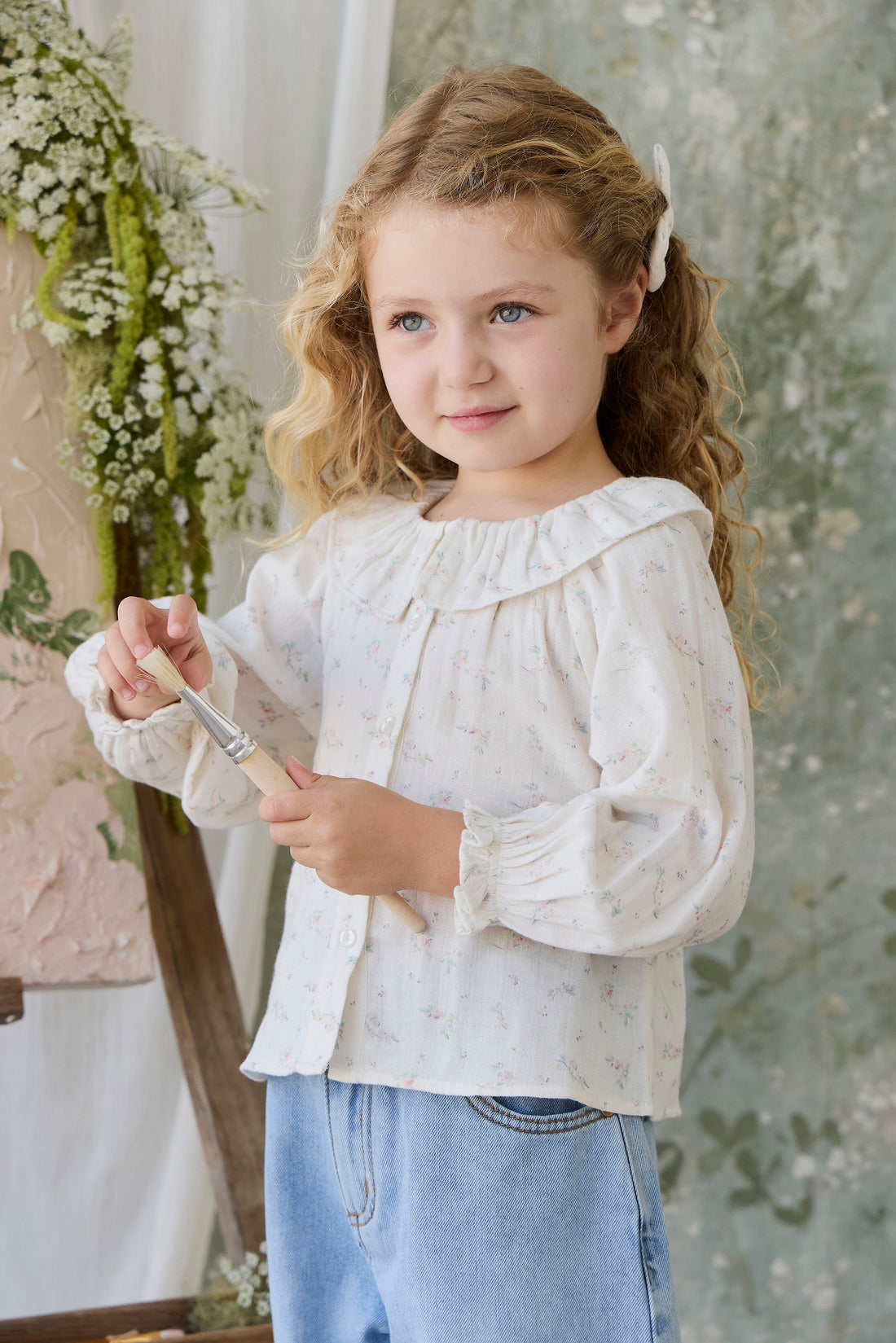 Organic Cotton Muslin Christabel Blouse - Solange Snow Childrens Top from Jamie Kay Australia