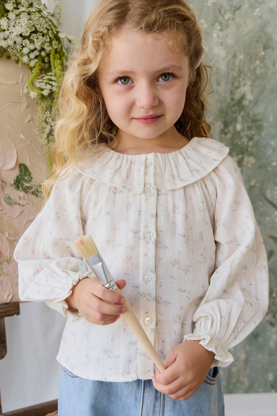 Organic Cotton Muslin Christabel Blouse - Solange Snow Childrens Top from Jamie Kay Australia