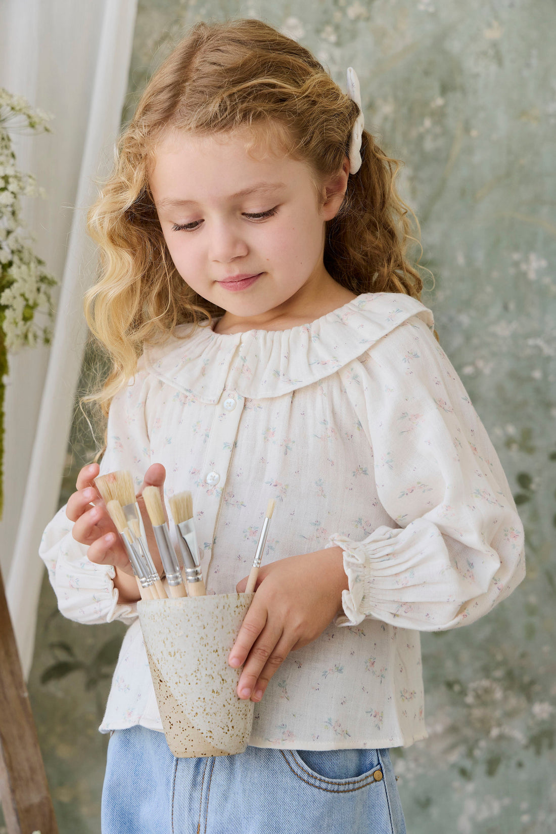 Organic Cotton Muslin Christabel Blouse - Solange Snow Childrens Top from Jamie Kay Australia