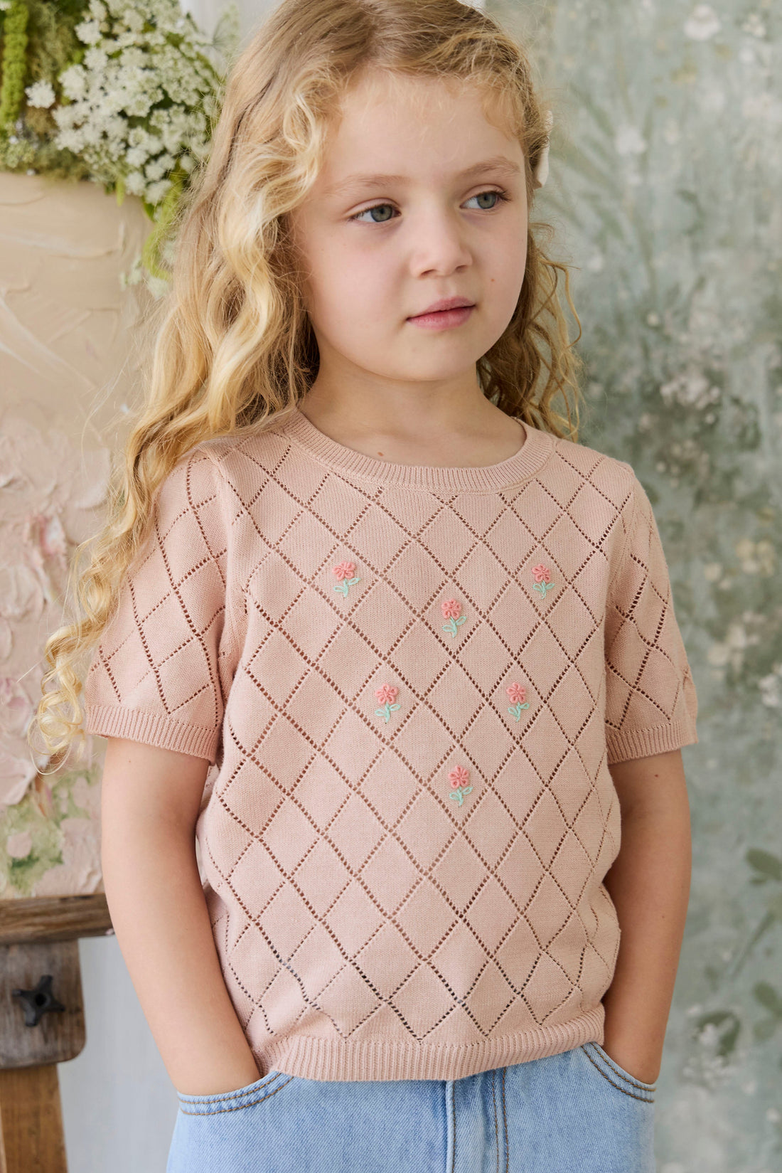 Alexandra Top - Rose Mist Alexandra Flower Childrens Top from Jamie Kay Australia