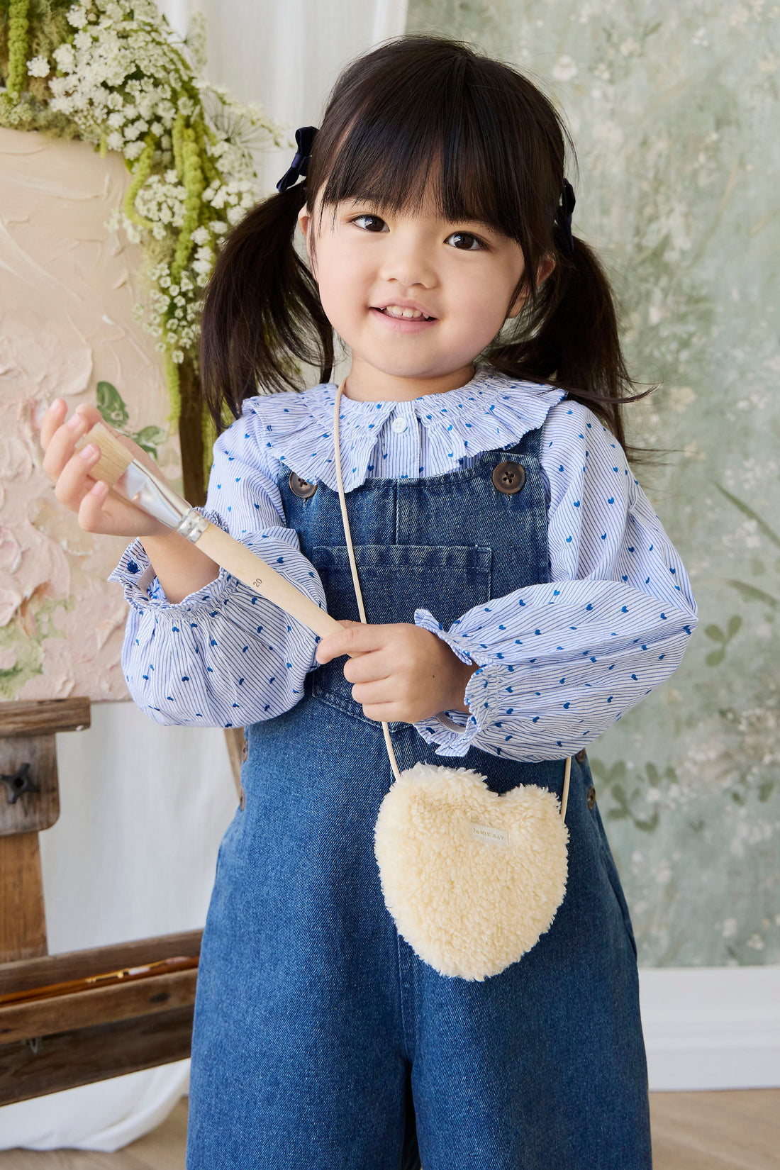 Organic Cotton Bellamy Blouse - Mon Amour Stripe Indigo Childrens Top from Jamie Kay Australia