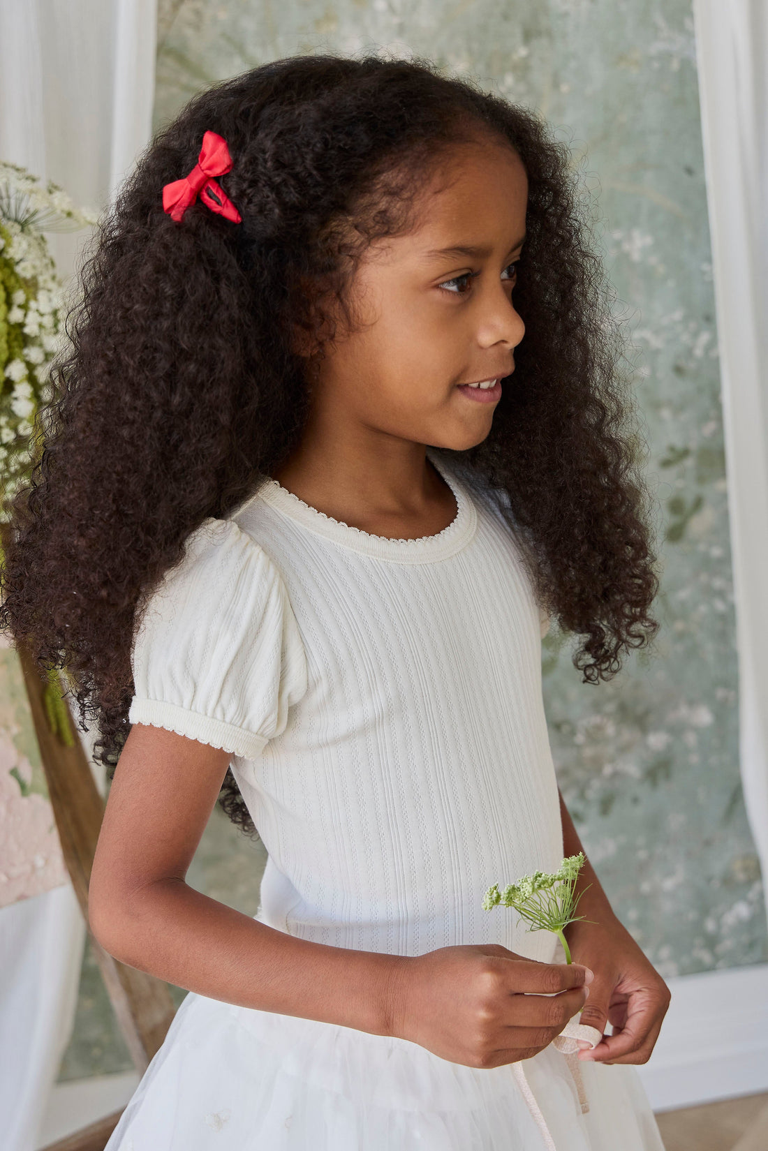 Organic Cotton Pointelle Rhea Top - Parchment Childrens Top from Jamie Kay Australia