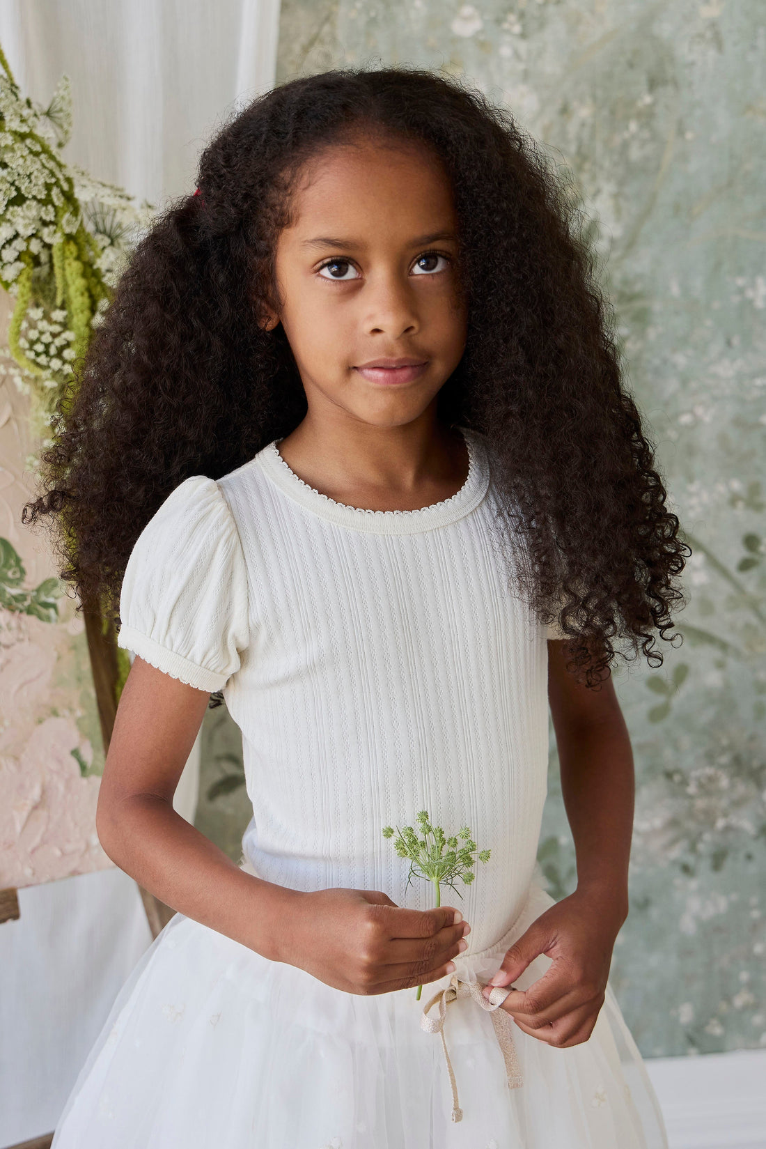 Organic Cotton Pointelle Rhea Top - Parchment Childrens Top from Jamie Kay Australia