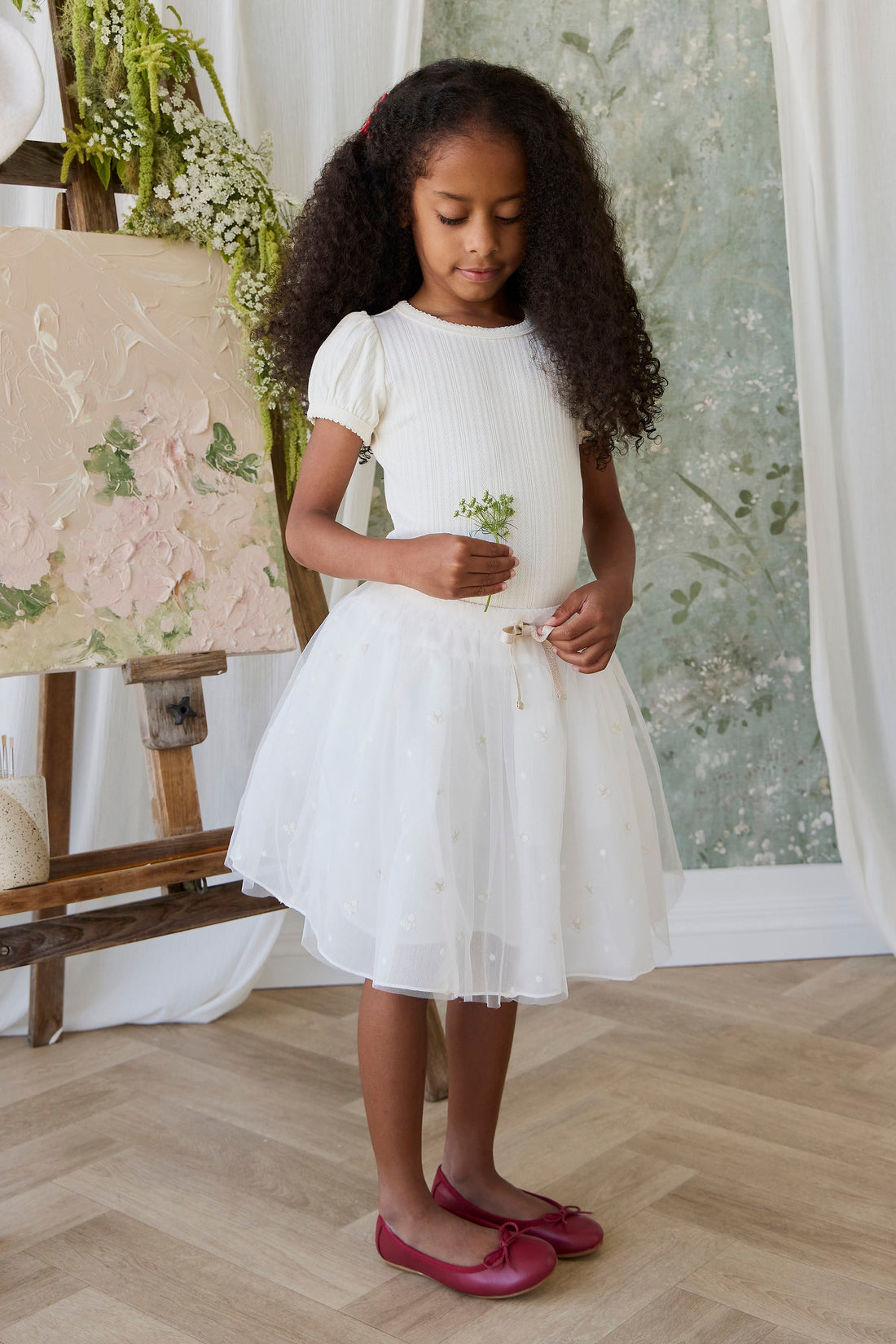 Bellamy Skirt - Parchment Ballerina Butterfiles Childrens Skirt from Jamie Kay Australia