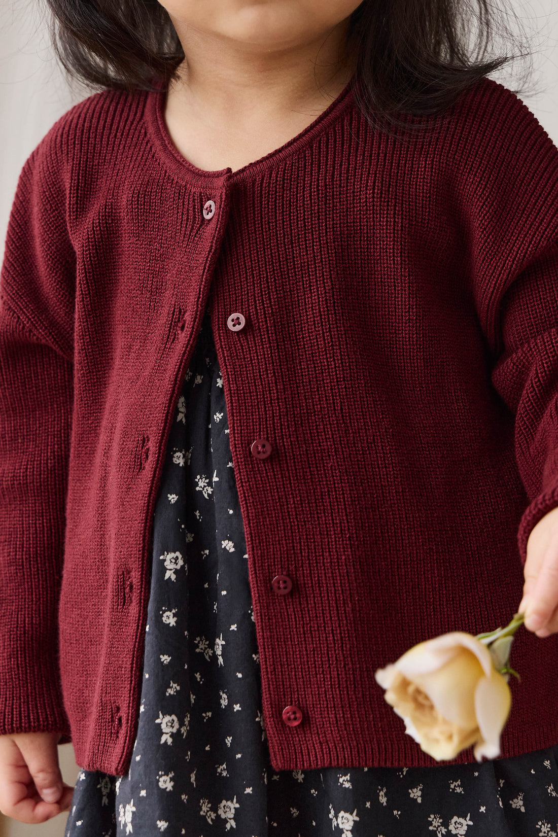 Sally Knitted Cardigan - Burgundy Childrens Cardigan from Jamie Kay Australia