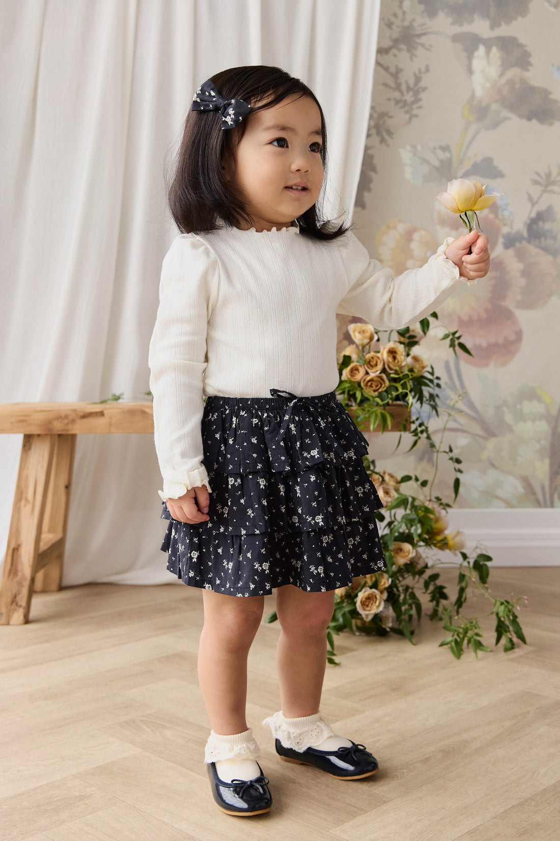 Organic Cotton Mariette Skirt - Huguette Graphite Childrens Skirt from Jamie Kay Australia