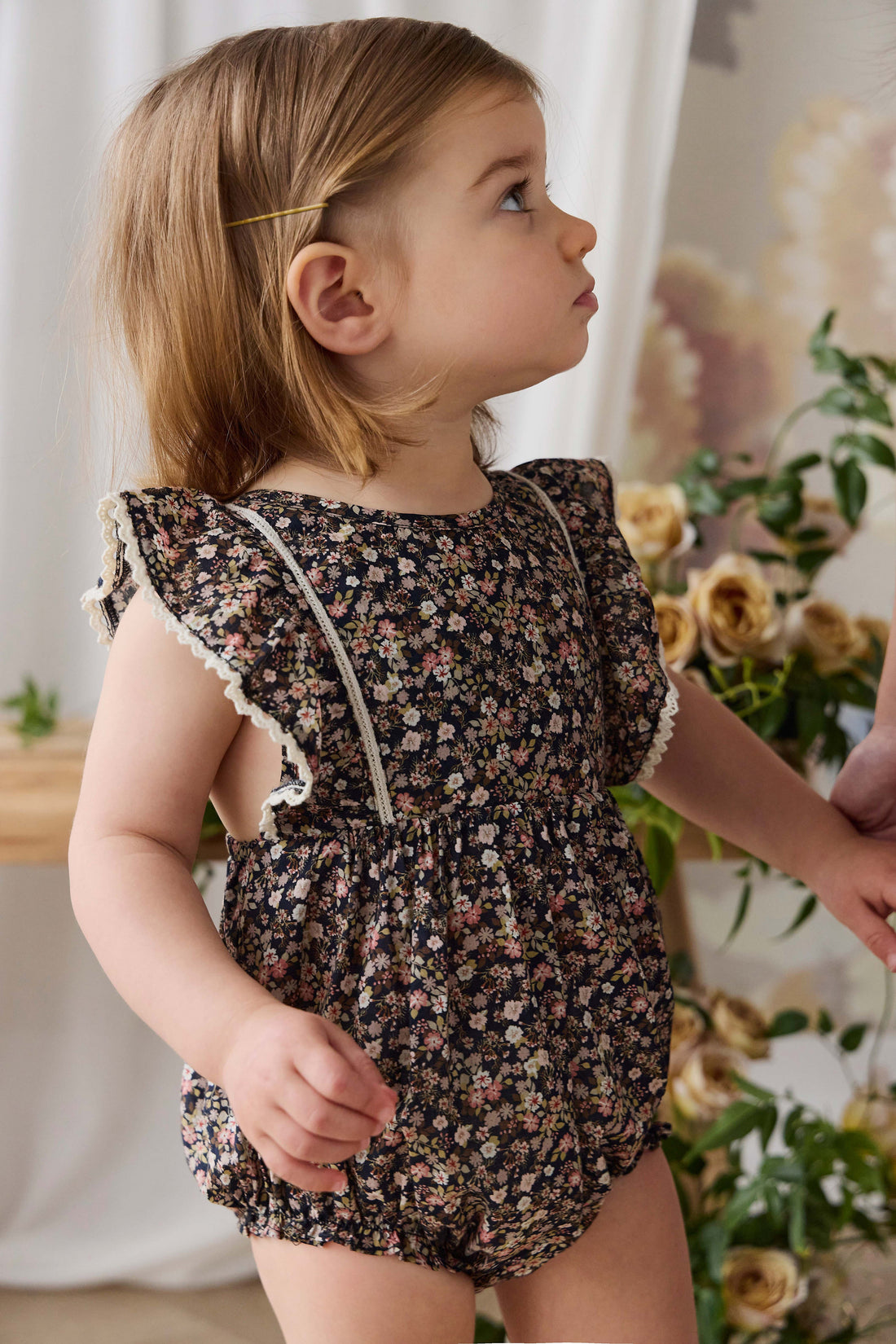 Organic Cotton Beatrice Playsuit - Luca Floral Childrens Bodysuit from Jamie Kay Australia