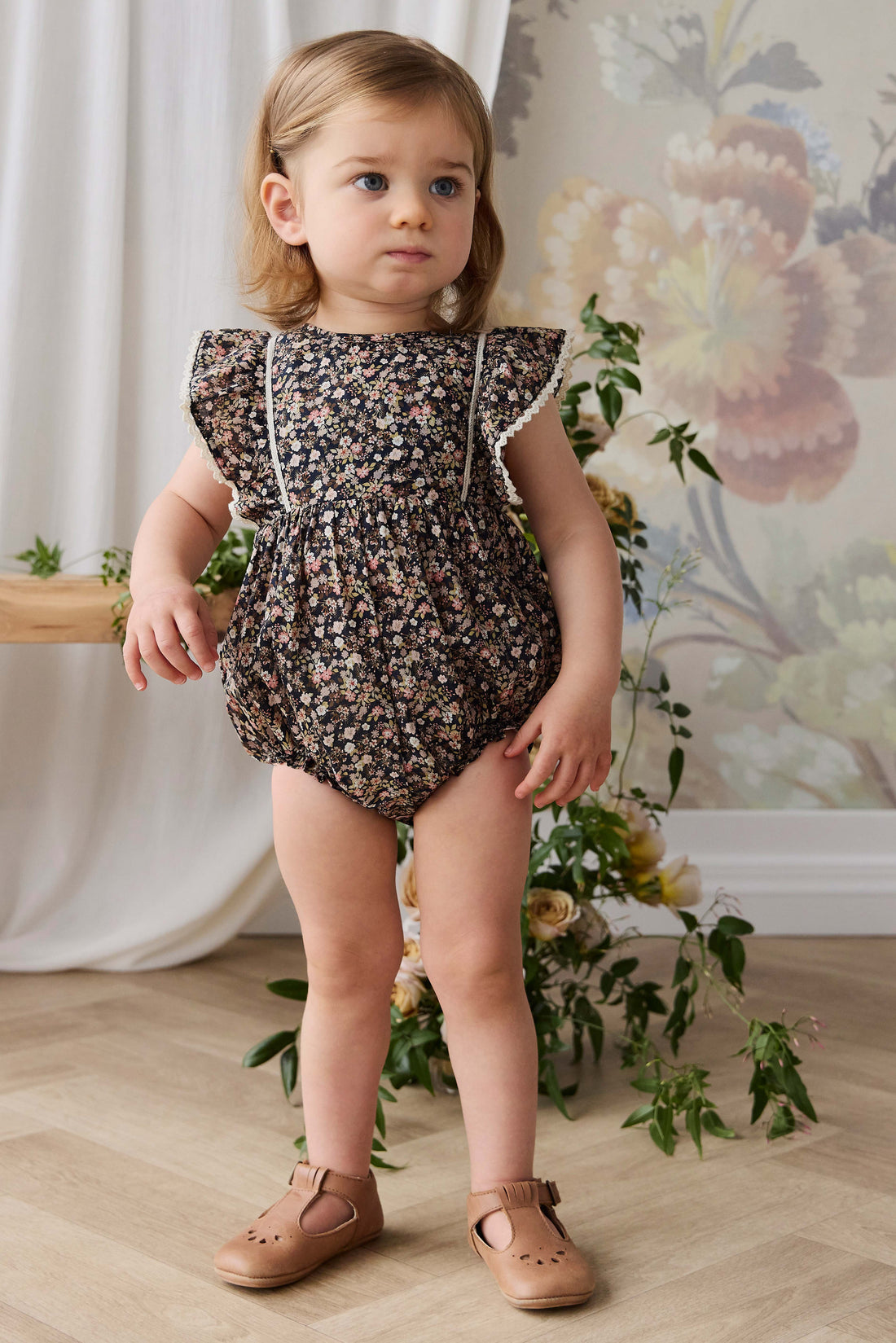 Organic Cotton Beatrice Playsuit - Luca Floral Childrens Bodysuit from Jamie Kay Australia