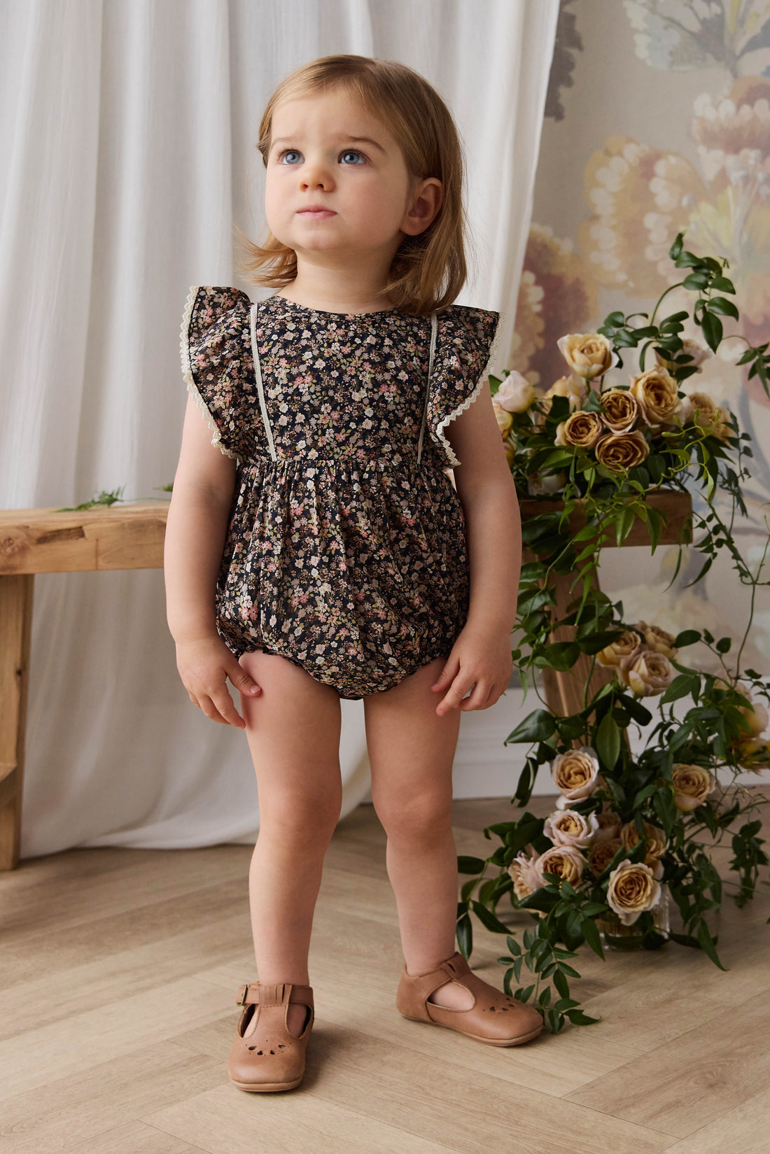Organic Cotton Beatrice Playsuit - Luca Floral Childrens Bodysuit from Jamie Kay Australia