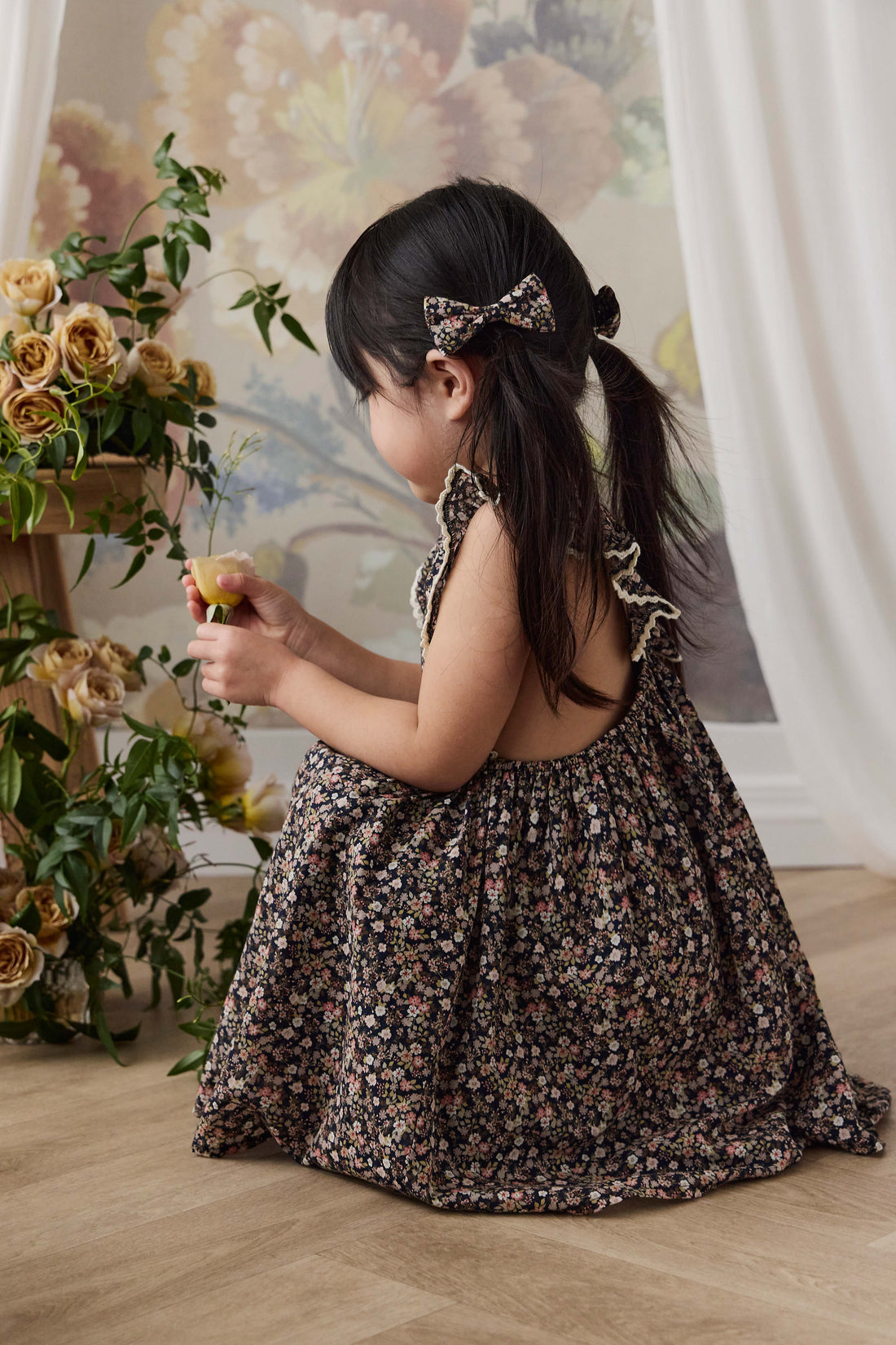 Organic Cotton Desiree Bow - Luca Floral Childrens Bow from Jamie Kay Australia