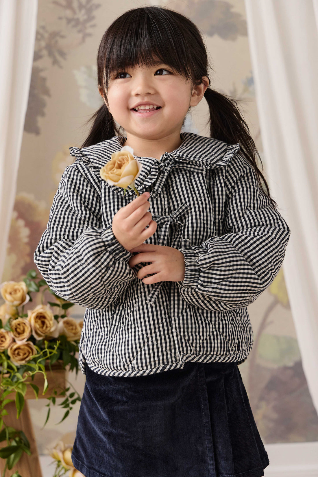 Mariette Cotton Jacket - Petite Gingham Graphite Childrens Jacket from Jamie Kay Australia