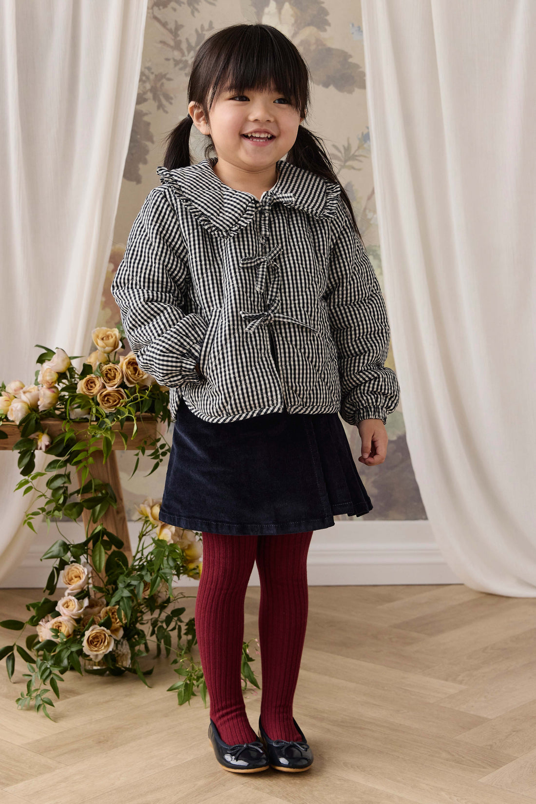 Mariette Cotton Jacket - Petite Gingham Graphite Childrens Jacket from Jamie Kay Australia