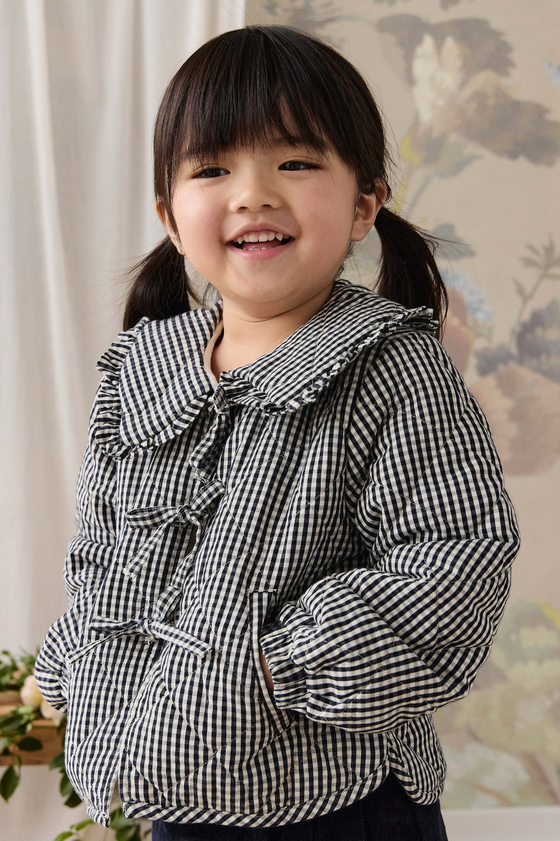 Mariette Cotton Jacket - Petite Gingham Graphite Childrens Jacket from Jamie Kay Australia