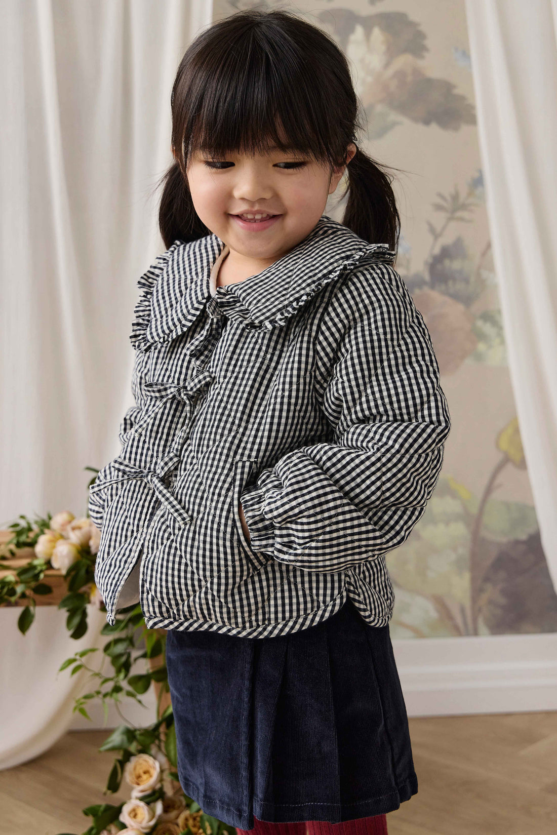 Mariette Cotton Jacket - Petite Gingham Graphite Childrens Jacket from Jamie Kay Australia