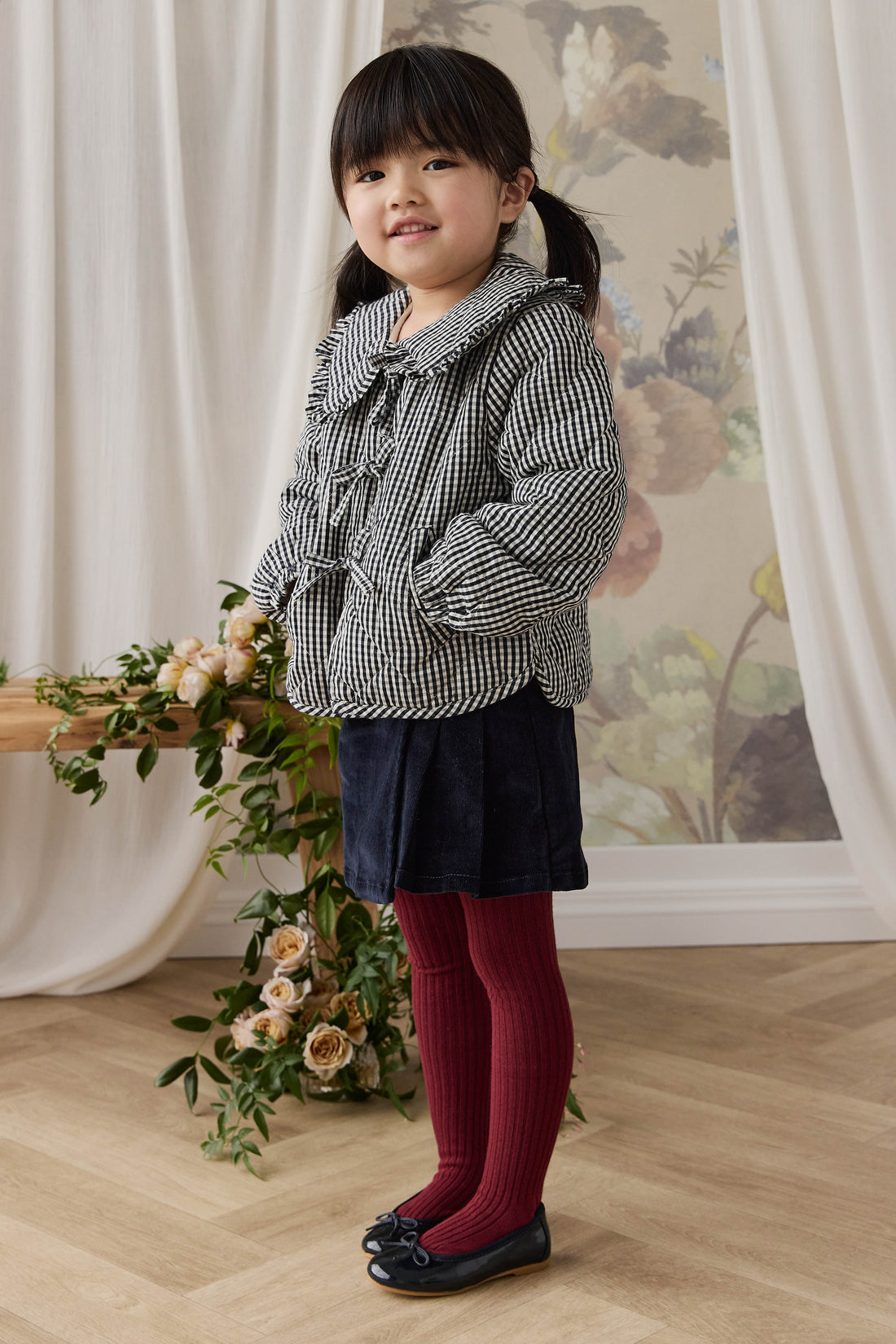 Mariette Cotton Jacket - Petite Gingham Graphite Childrens Jacket from Jamie Kay Australia