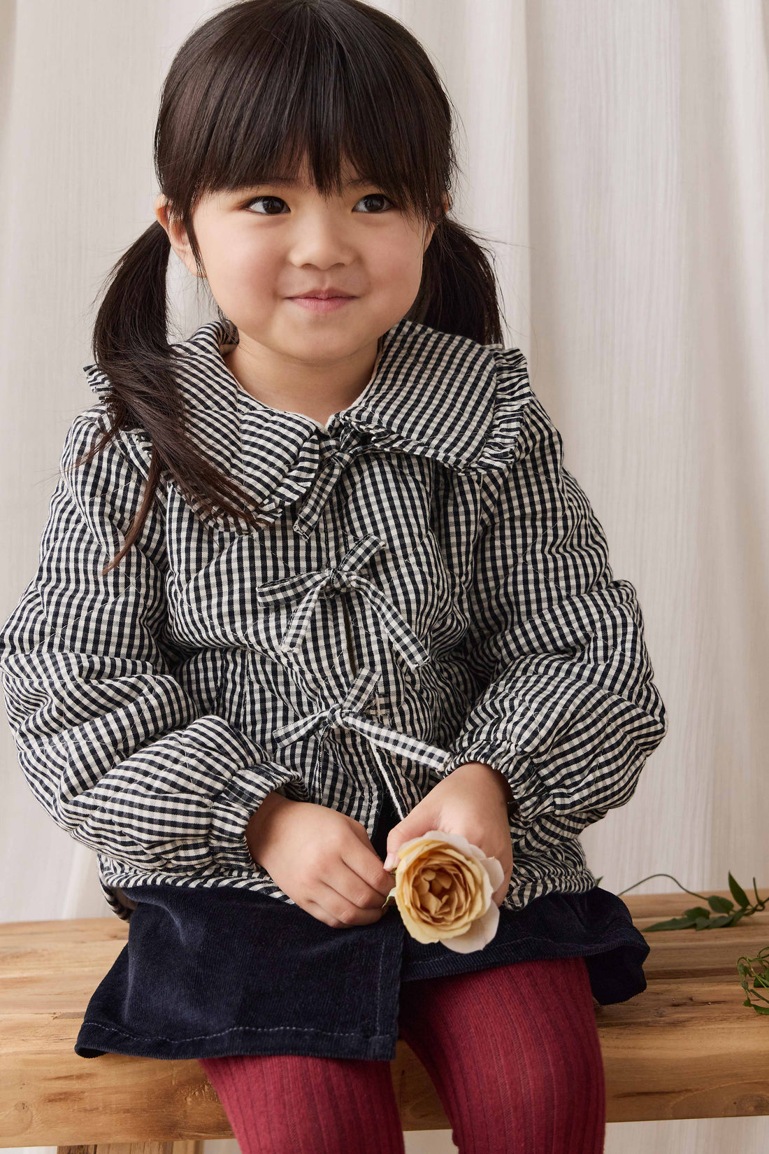 Mariette Cotton Jacket - Petite Gingham Graphite Childrens Jacket from Jamie Kay Australia