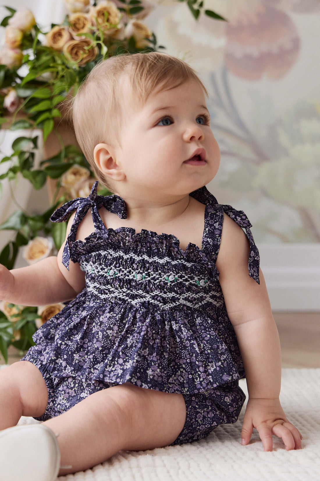 Organic Cotton Carine Top - Violet Floral Childrens Top from Jamie Kay Australia