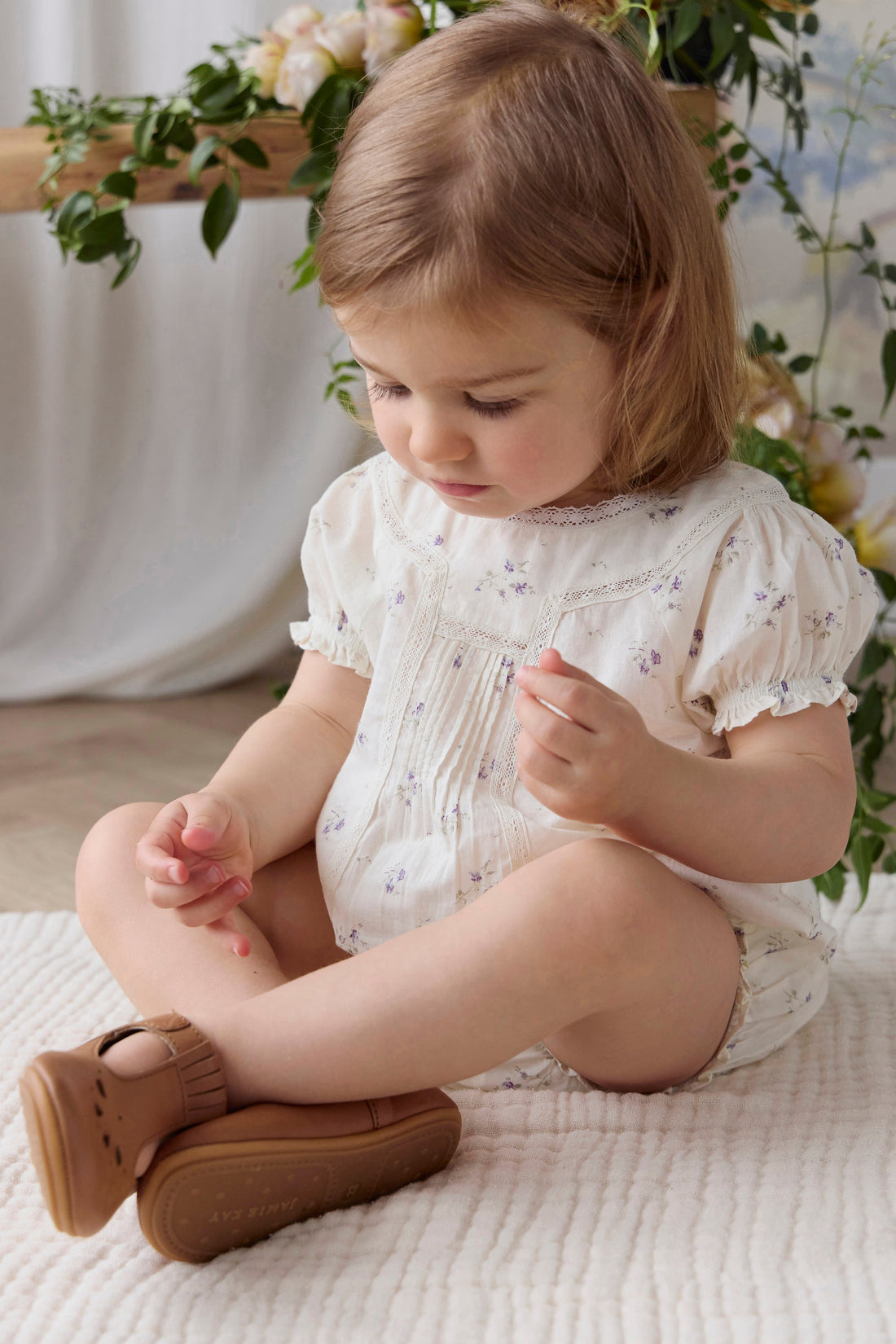 Organic Cotton Saylor Playsuit - Jade Floral Childrens Playsuit from Jamie Kay Australia