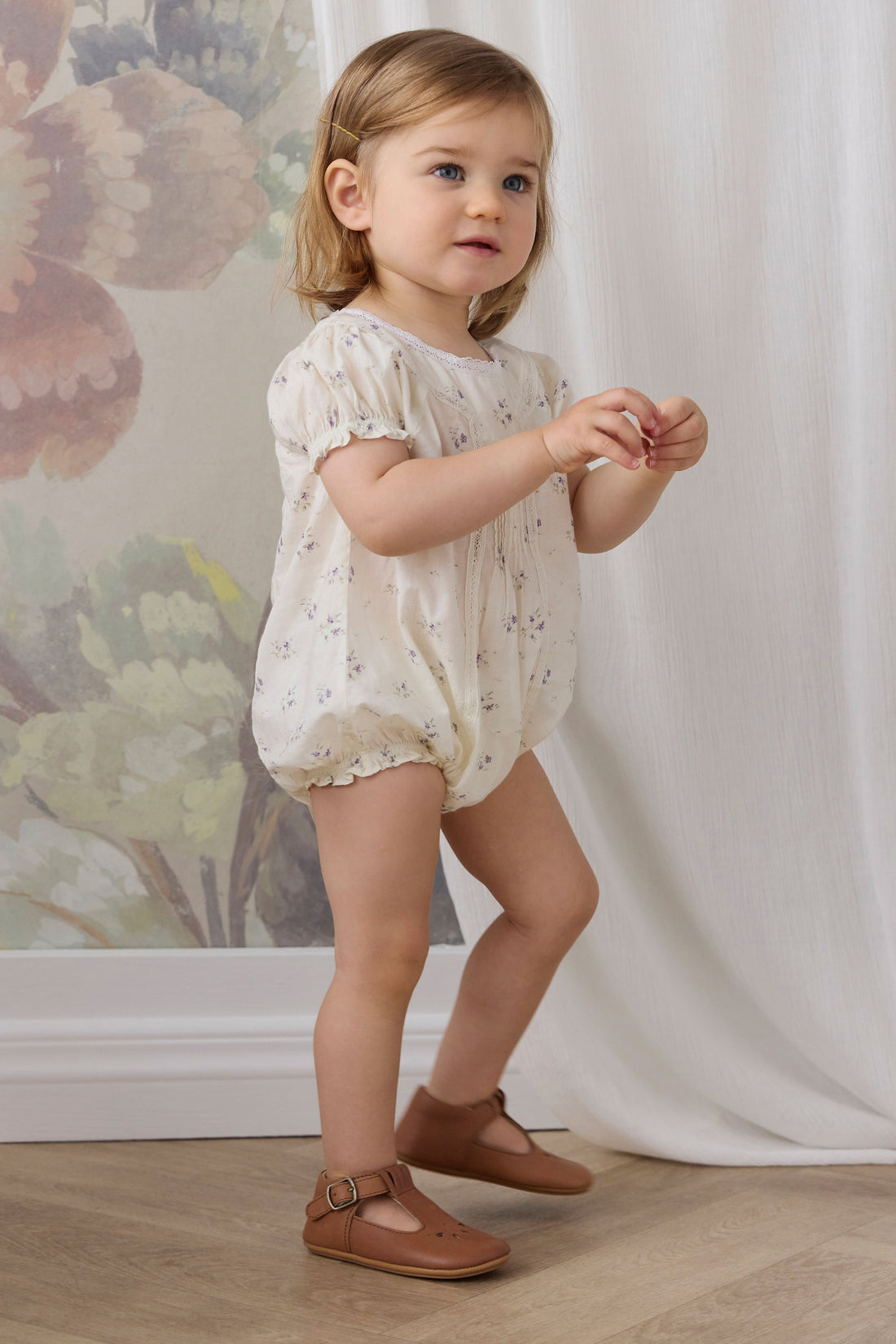 Organic Cotton Saylor Playsuit - Jade Floral Childrens Playsuit from Jamie Kay Australia