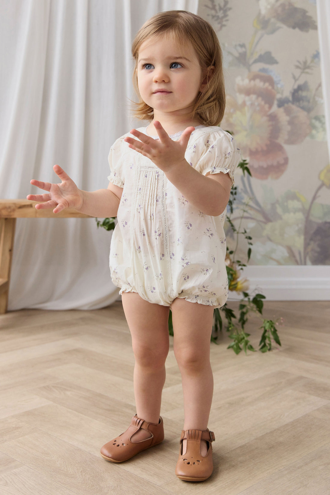 Organic Cotton Saylor Playsuit - Jade Floral Childrens Playsuit from Jamie Kay Australia