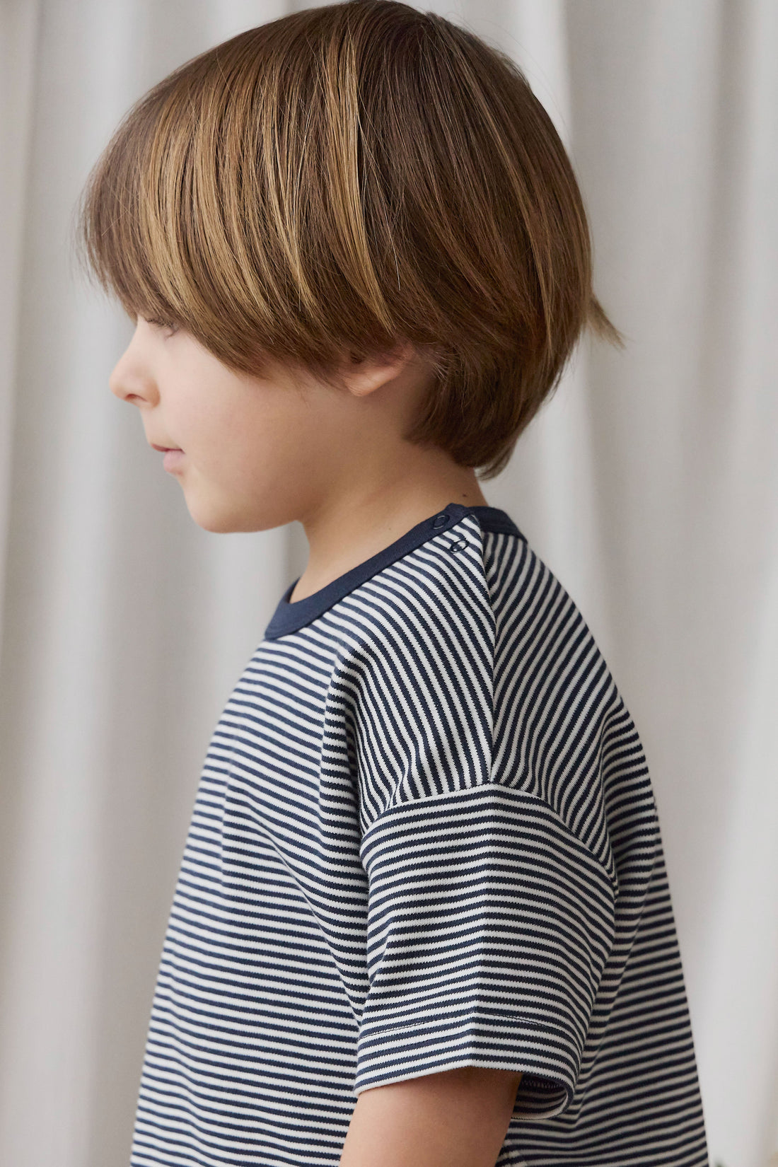 Pima Cotton Edward Tee - Petite Stripe Cloud/Maritime Childrens Top from Jamie Kay Australia