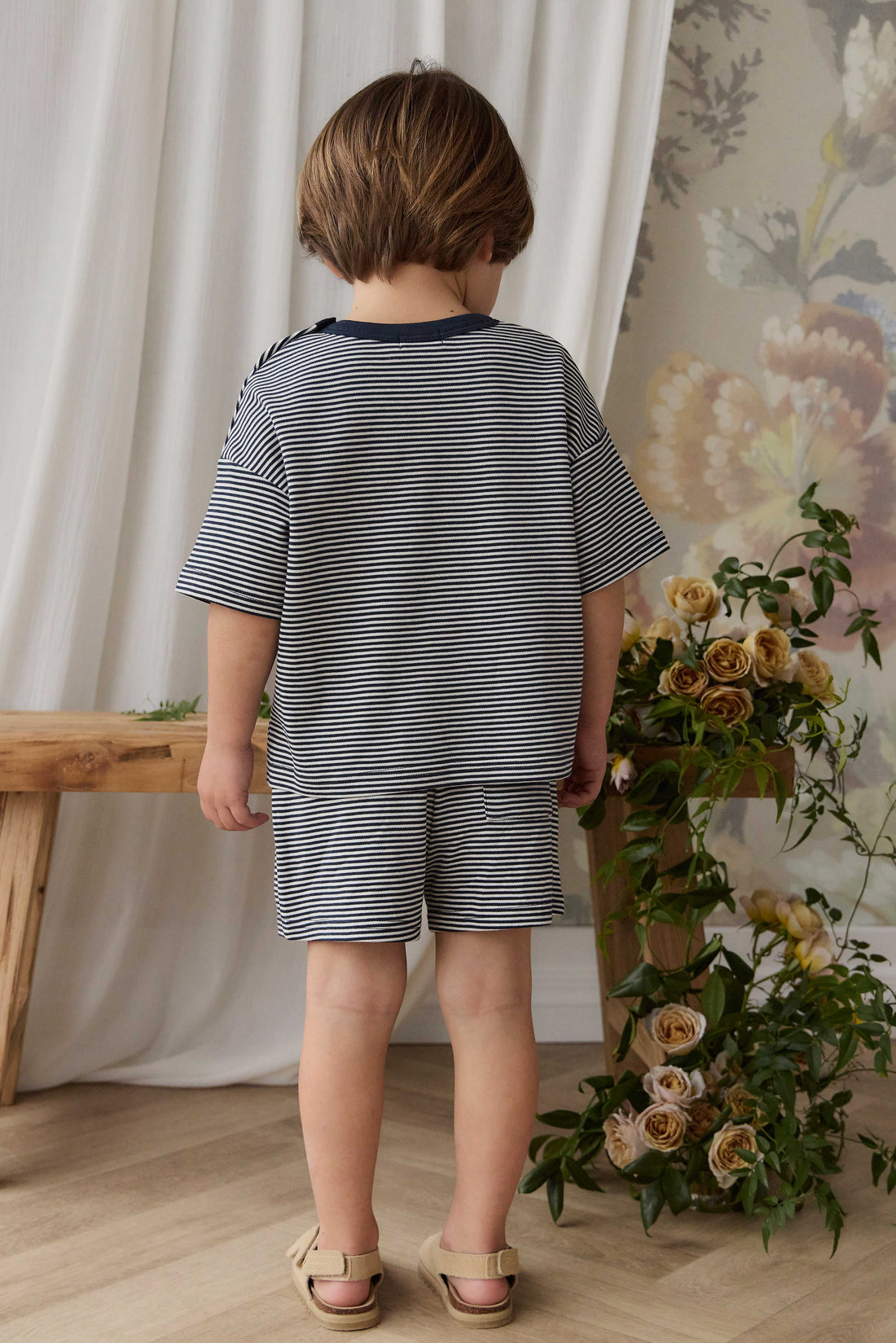 Pima Cotton Edward Tee - Petite Stripe Cloud/Maritime Childrens Top from Jamie Kay Australia