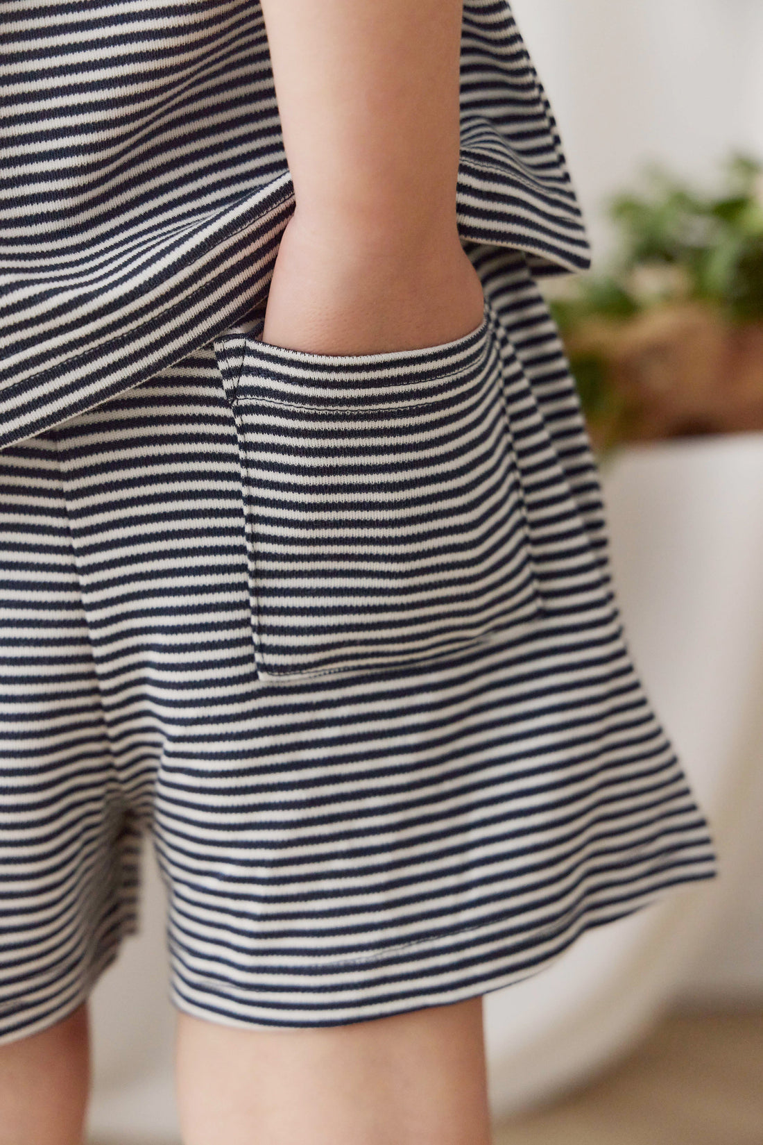 Pima Cotton Edward Short - Petite Stripe Cloud/Maritime Childrens Shorts from Jamie Kay Australia