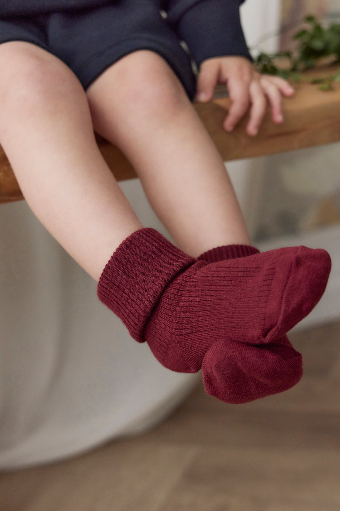 Classic Rib Sock - Burgundy Childrens Socks from Jamie Kay Australia