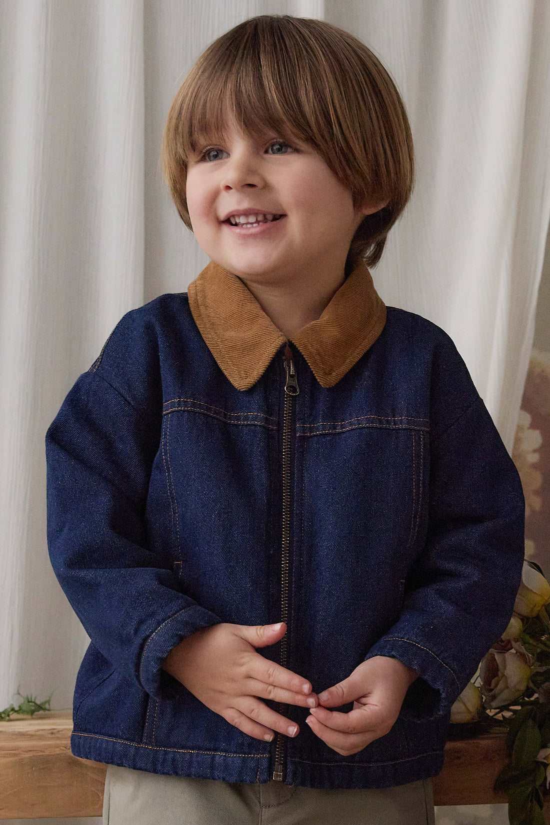 Ezekiel Jacket - Mid Indigo Denim Childrens Jacket from Jamie Kay Australia