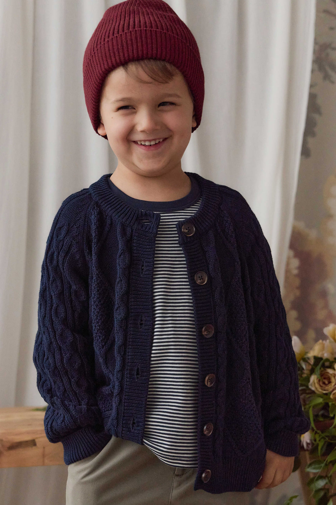 Logan Knitted Cardigan - Navy Childrens Cardigan from Jamie Kay Australia