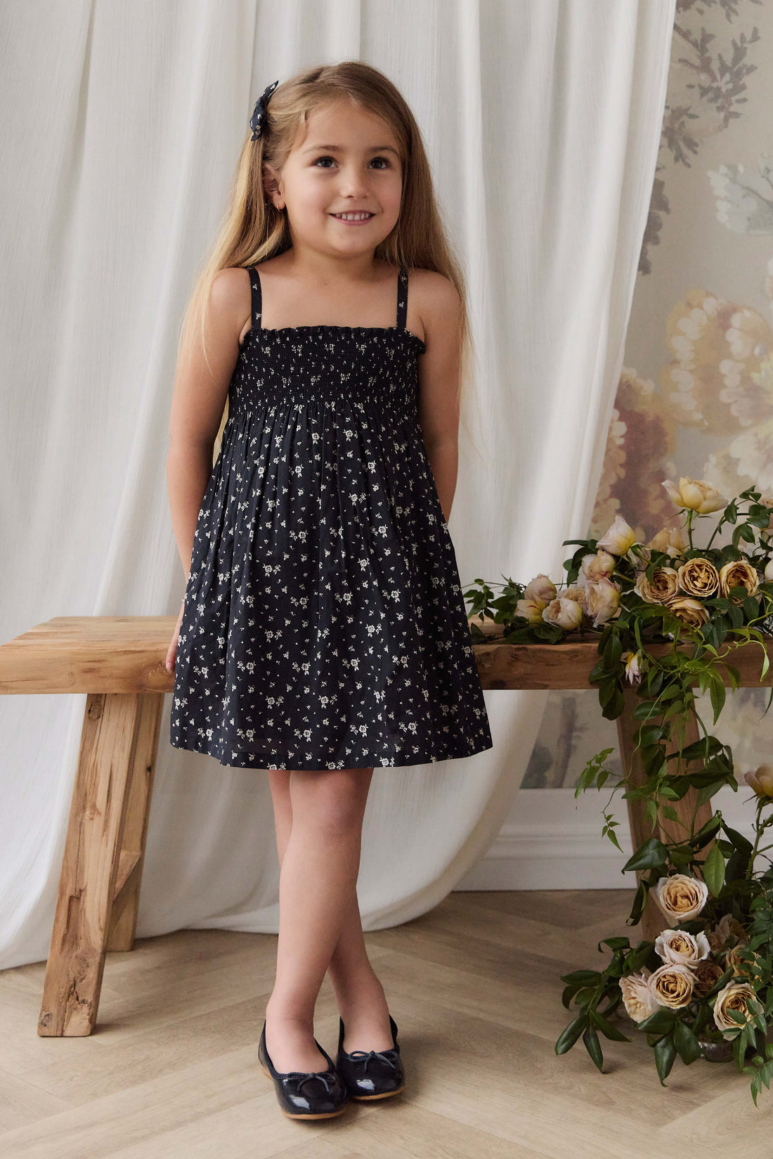 Organic Cotton Marlene Dress - Huguette Graphite Childrens Dress from Jamie Kay Australia