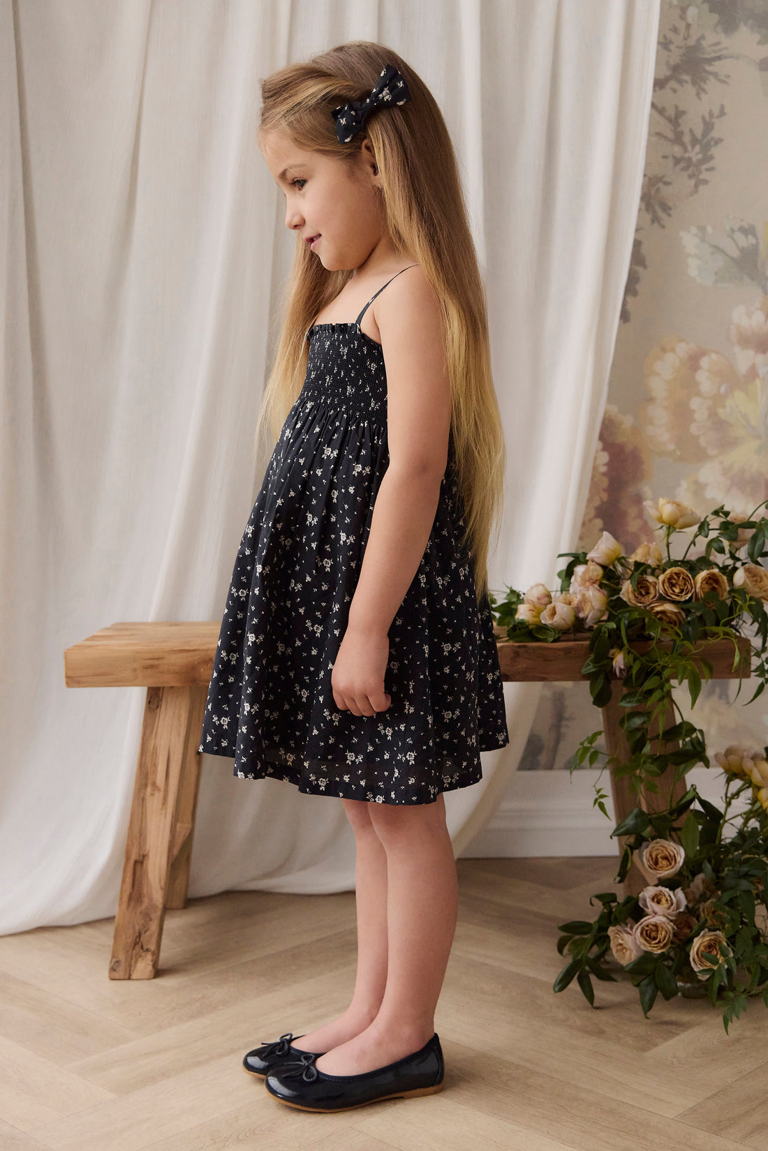 Organic Cotton Marlene Dress - Huguette Graphite Childrens Dress from Jamie Kay Australia