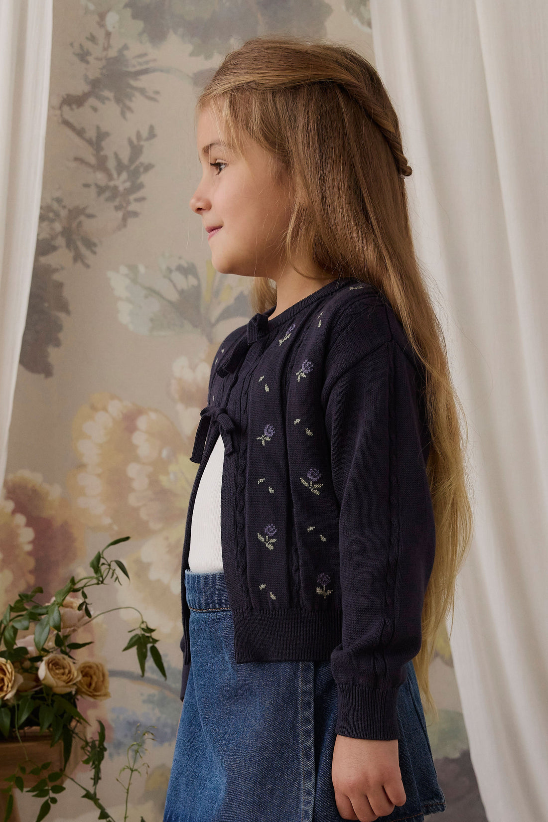 Annabella Knitted Cardigan - Annabella Jacquard Deep Well Childrens Cardigan from Jamie Kay Australia