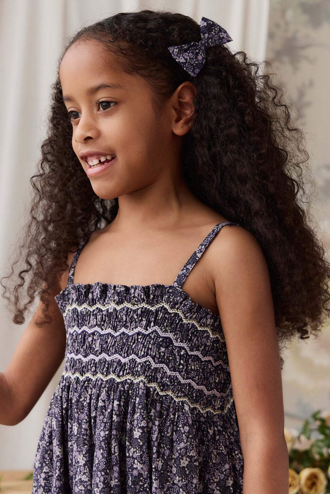 Organic Cotton Desiree Bow - Violet Floral Childrens Bow from Jamie Kay Australia