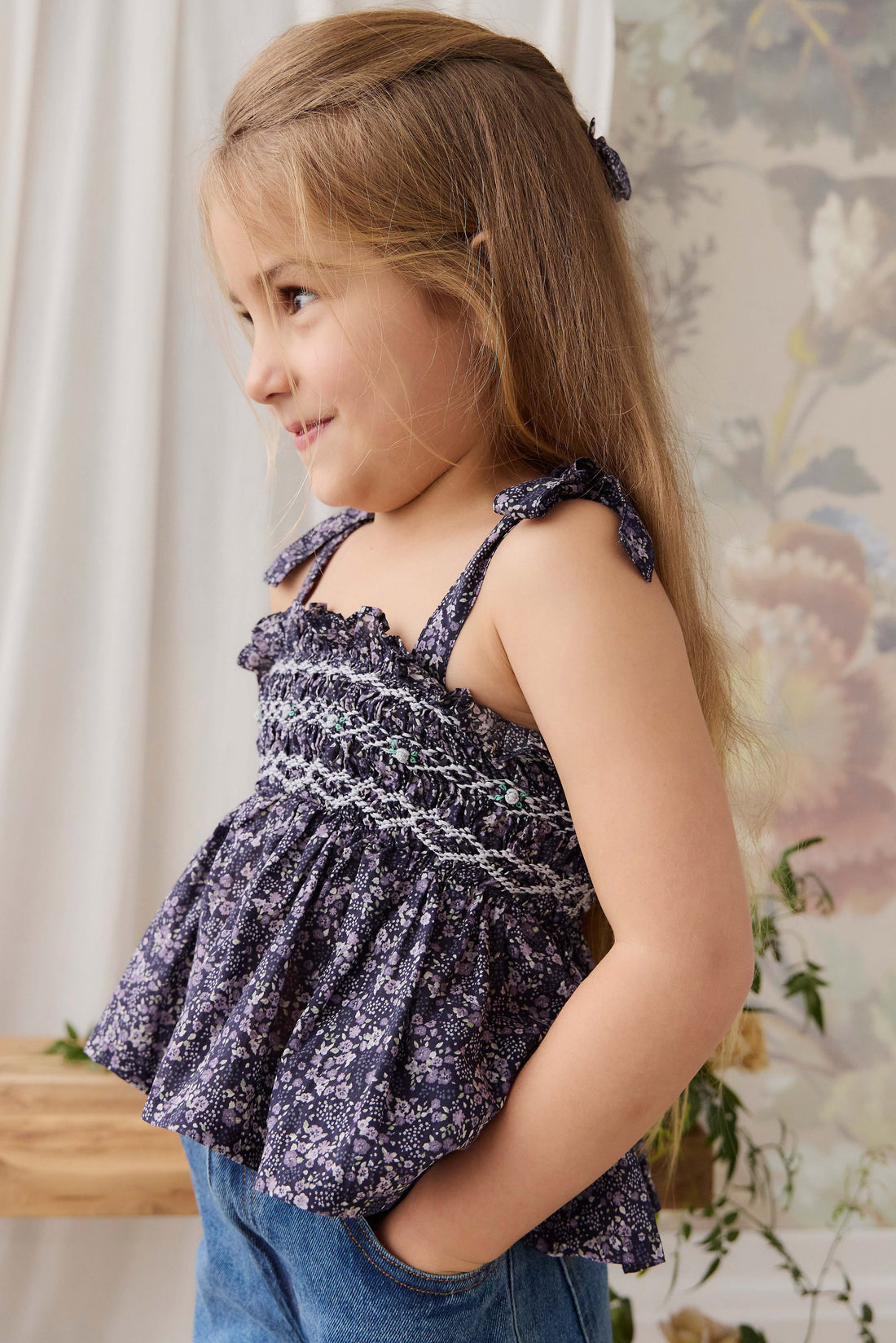 Organic Cotton Carine Top - Violet Floral Childrens Top from Jamie Kay Australia