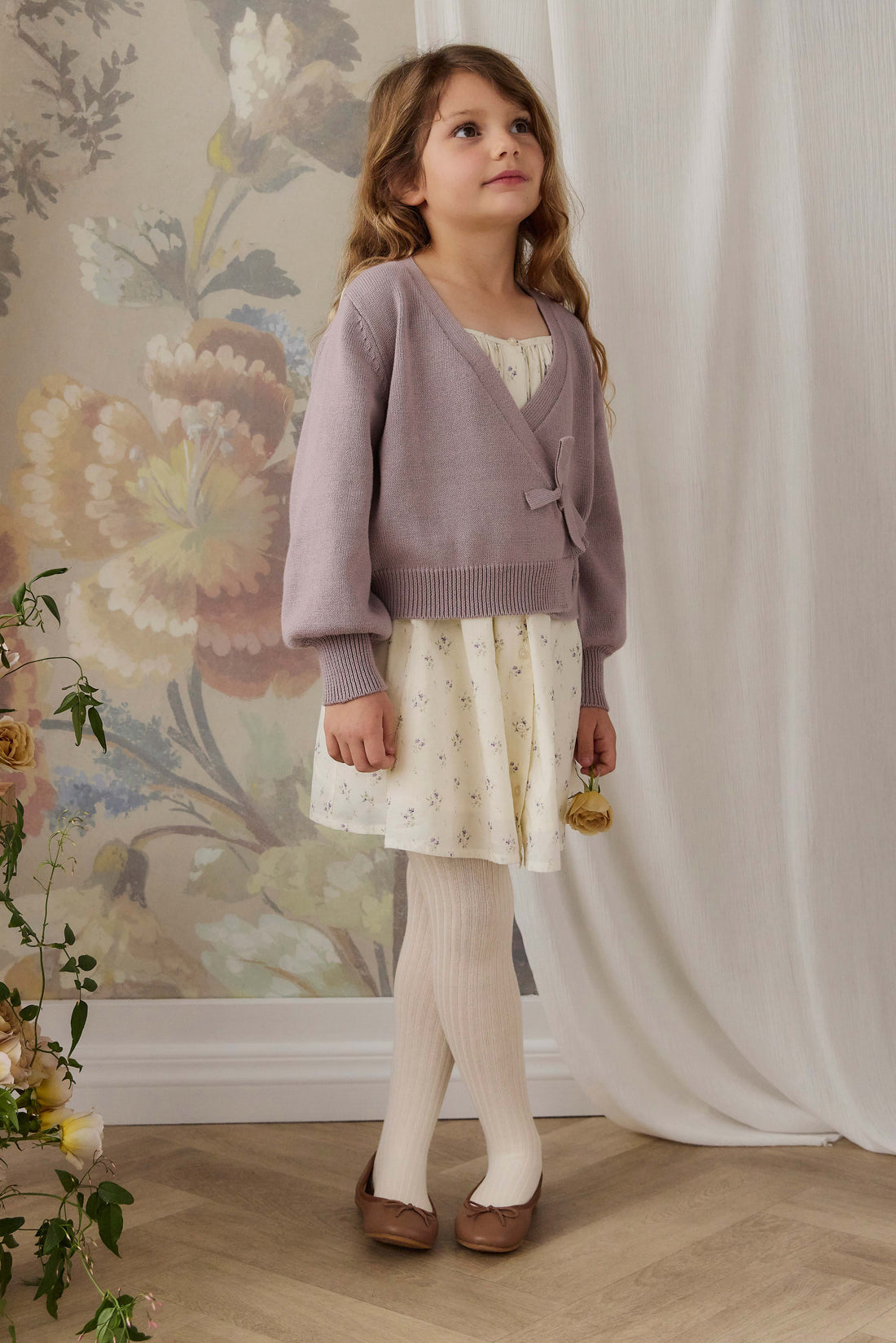 Michaela Knitted Cardigan - Lily Lavender Childrens Cardigan from Jamie Kay Australia