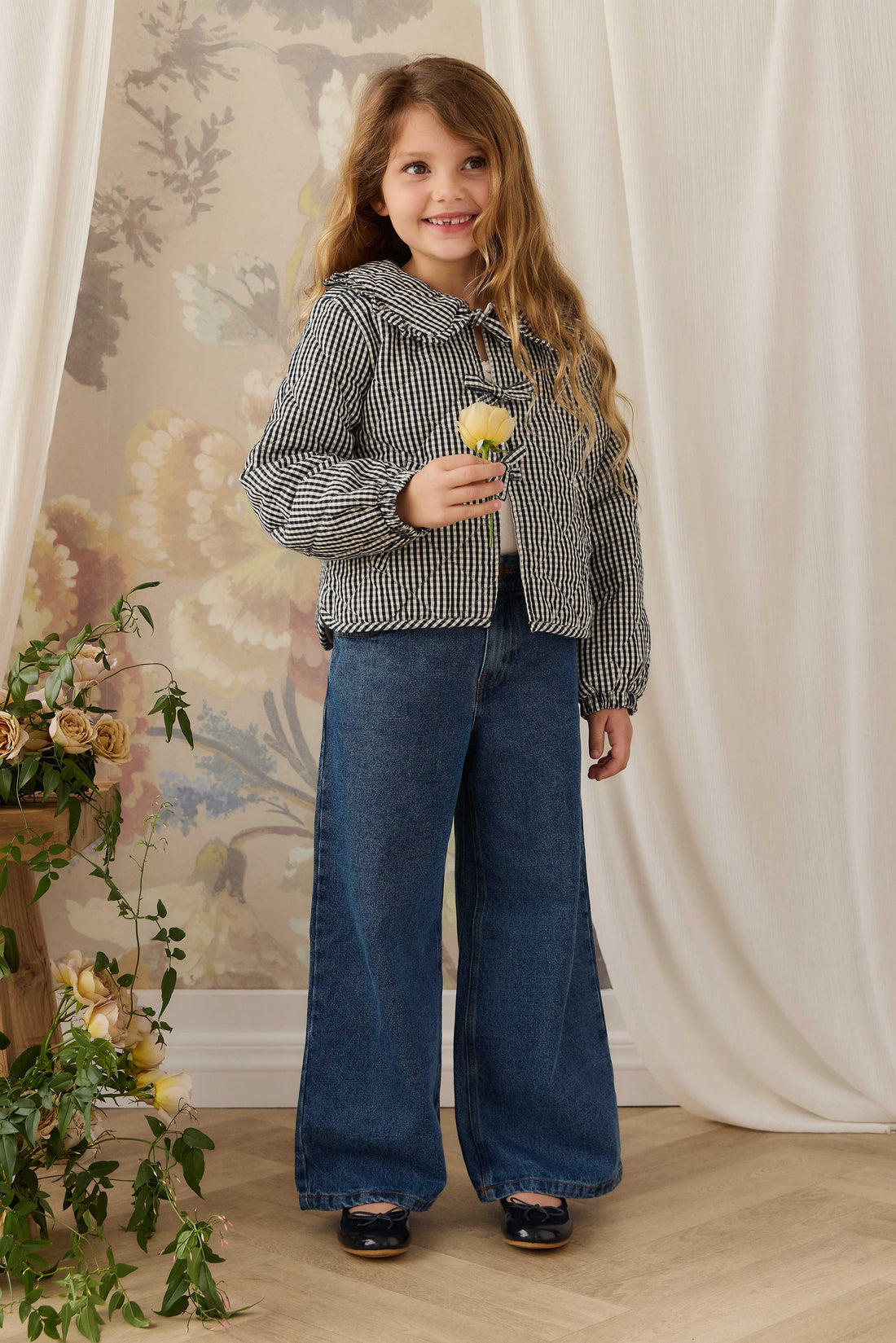Mariette Cotton Jacket - Petite Gingham Graphite Childrens Jacket from Jamie Kay Australia