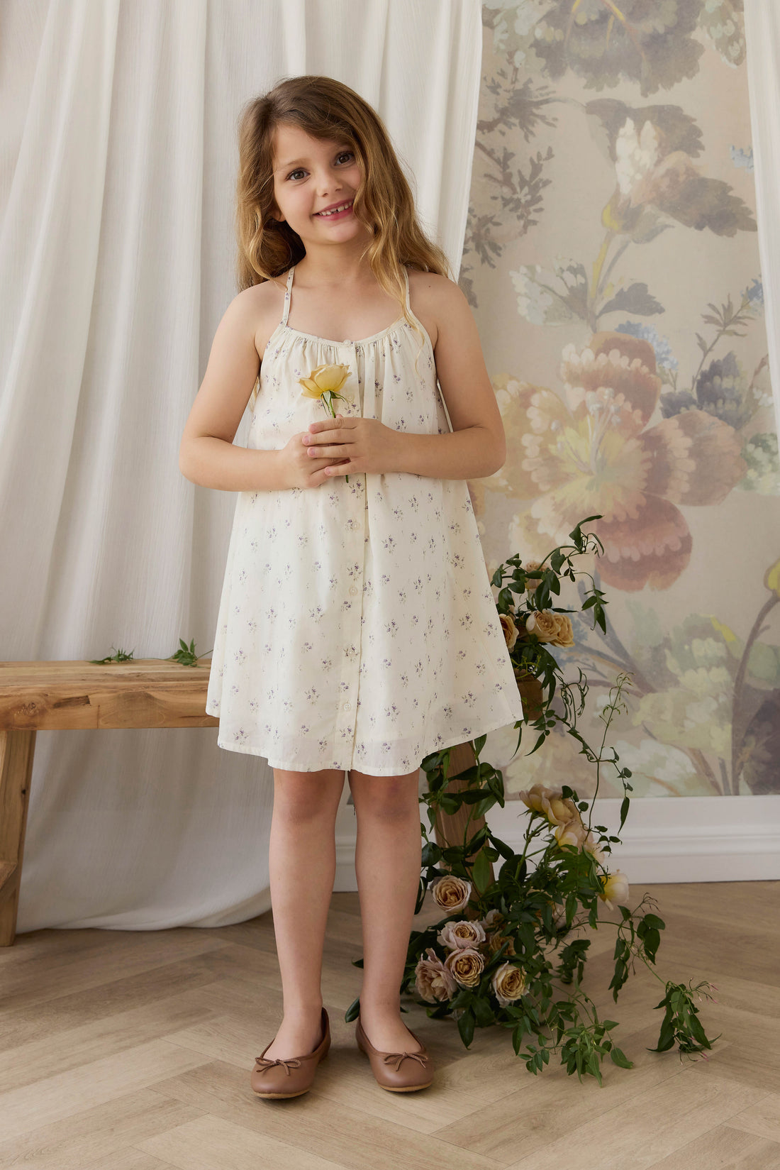 Organic Cotton Cosette Dress - Jade Floral Childrens Dress from Jamie Kay Australia