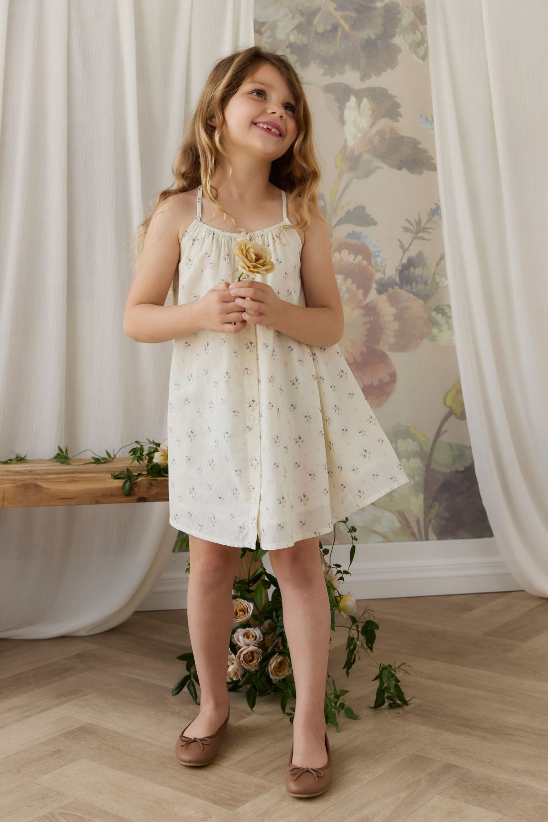Organic Cotton Cosette Dress - Jade Floral Childrens Dress from Jamie Kay Australia