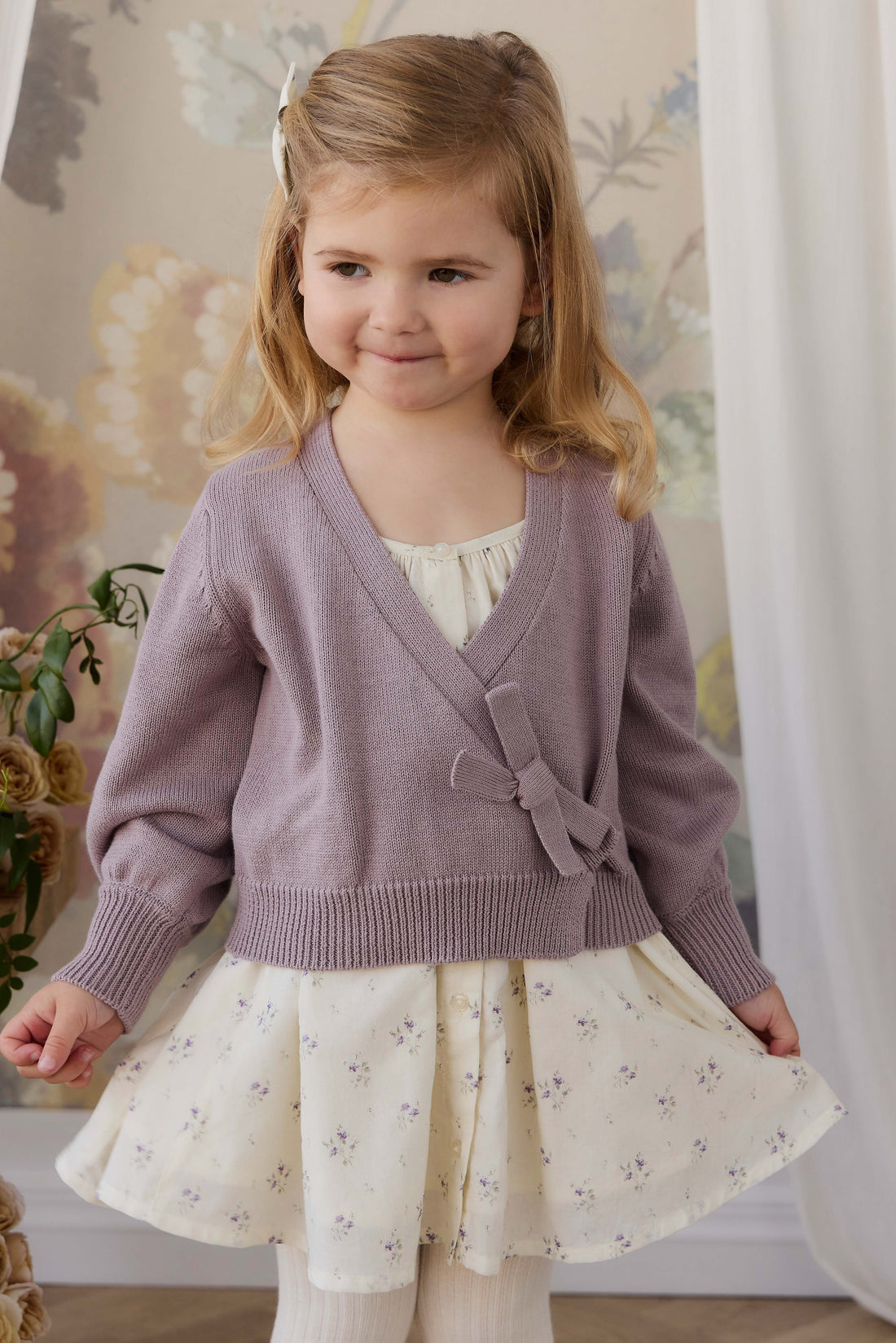 Michaela Knitted Cardigan - Lily Lavender Childrens Cardigan from Jamie Kay Australia