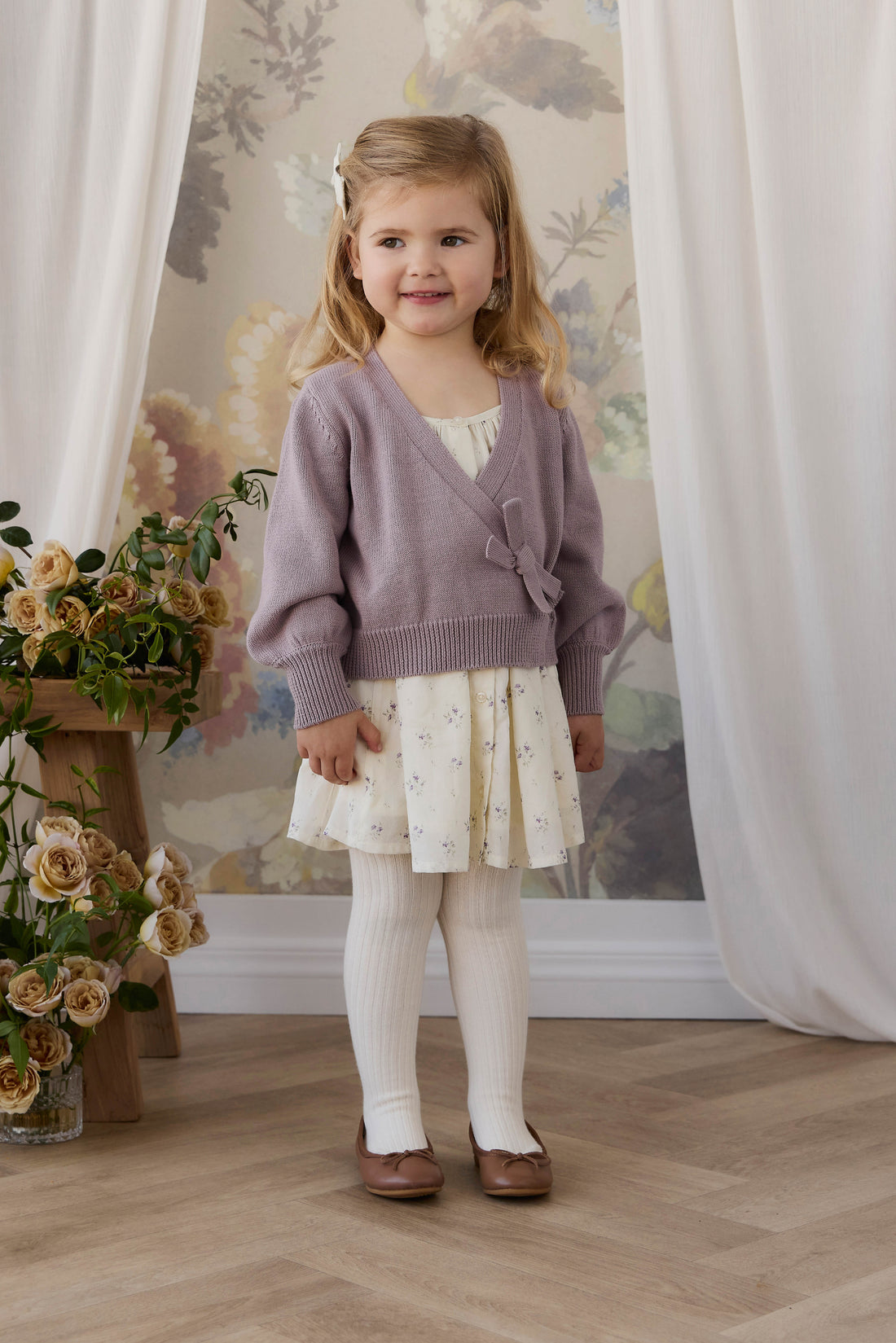 Michaela Knitted Cardigan - Lily Lavender Childrens Cardigan from Jamie Kay Australia