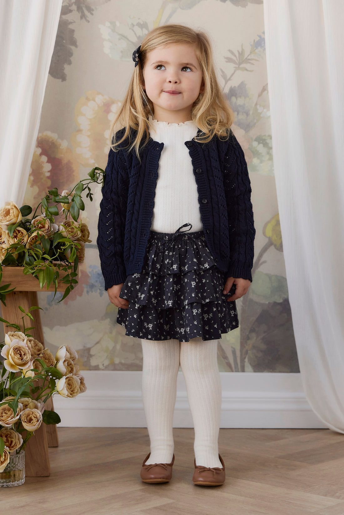 Organic Cotton Mariette Skirt - Huguette Graphite Childrens Skirt from Jamie Kay Australia